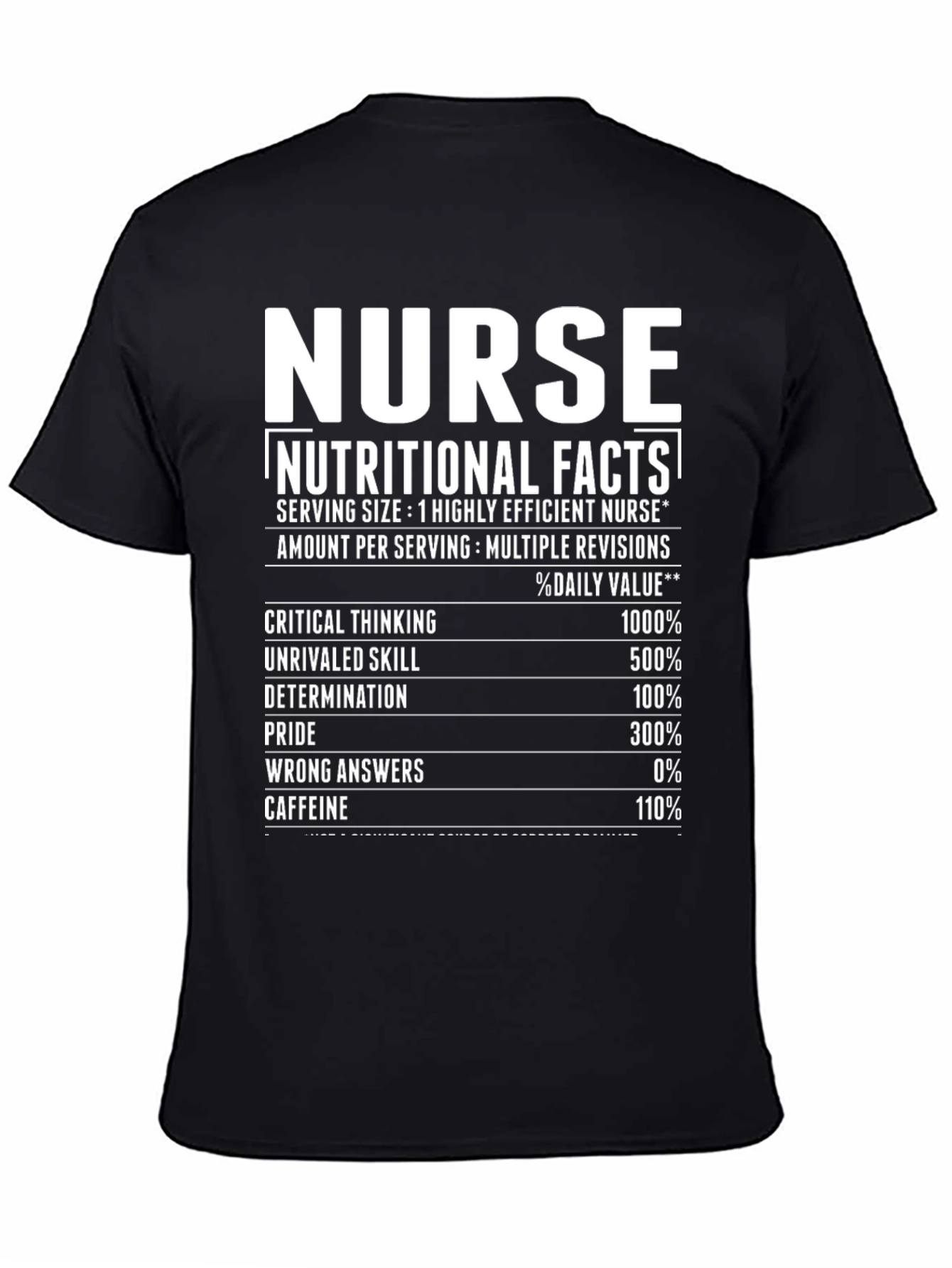 Nurse Nutritional Facts Graphic T-Shirt
