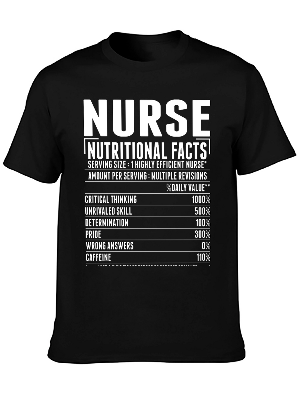 Nurse Nutritional Facts Graphic T-Shirt