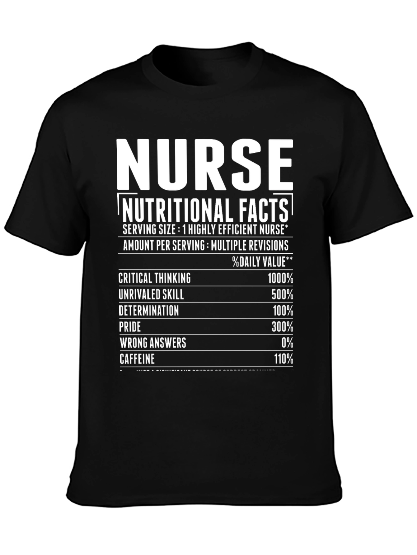 Nurse Nutritional Facts Graphic T-Shirt