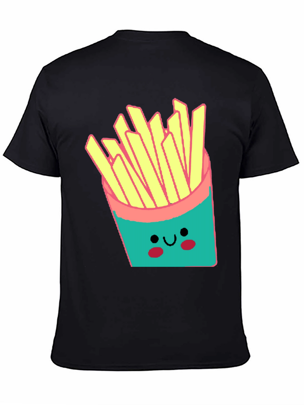 Cute French Fries Graphic Black T-Shirt