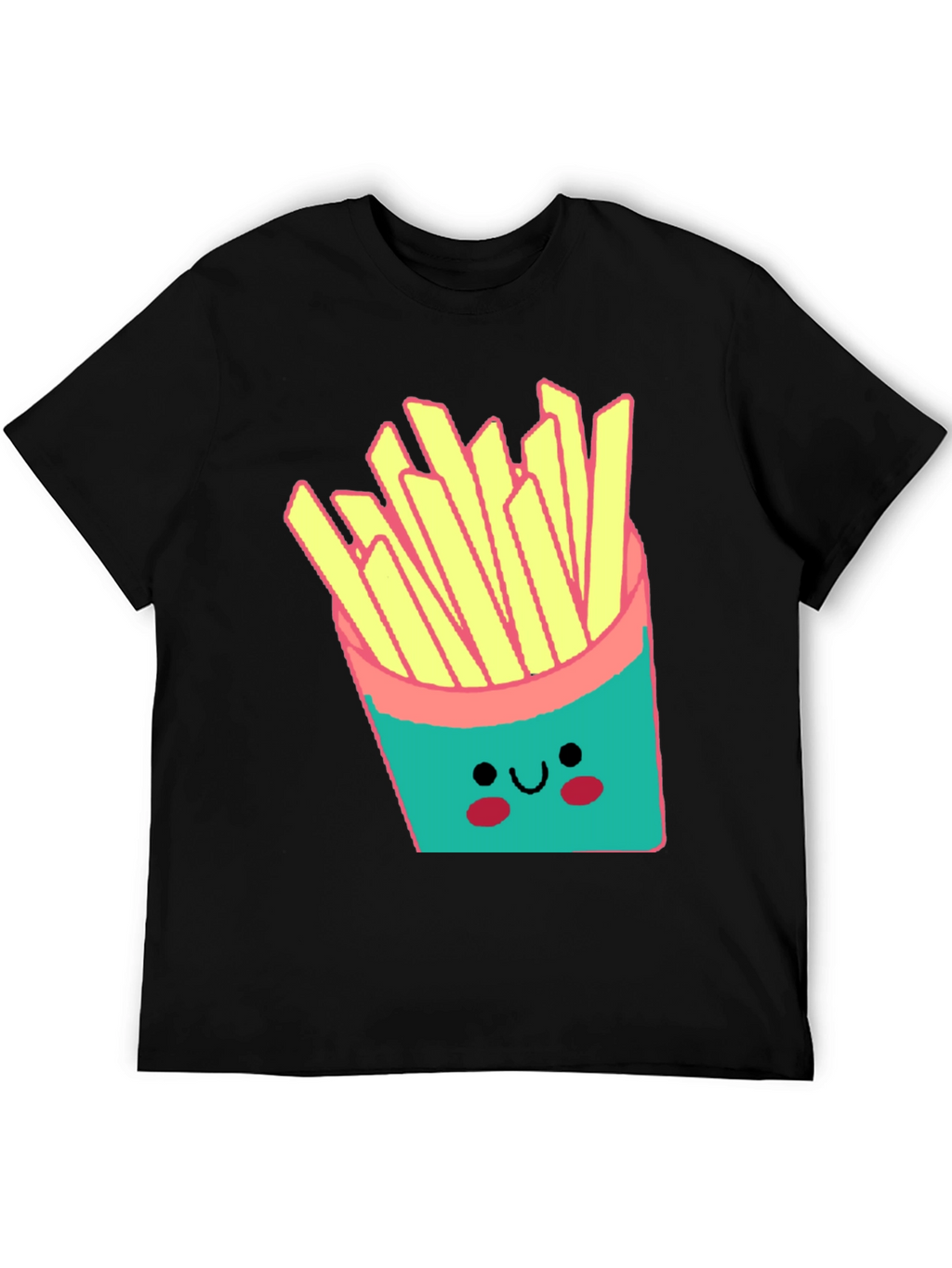 Cute French Fries Graphic Black T-Shirt