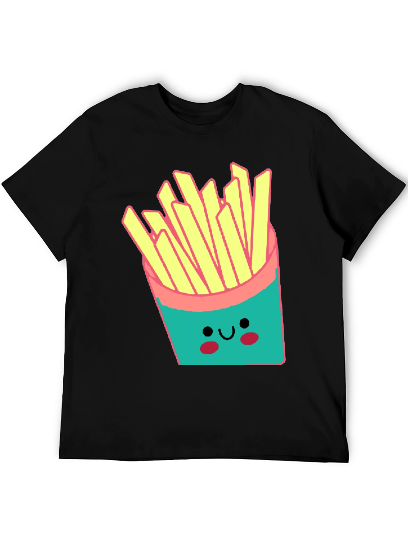 Cute French Fries Graphic Black T-Shirt