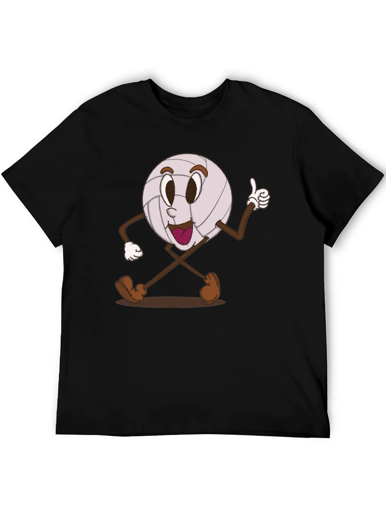 Volleyball Cartoon Graphic Tee - Black
