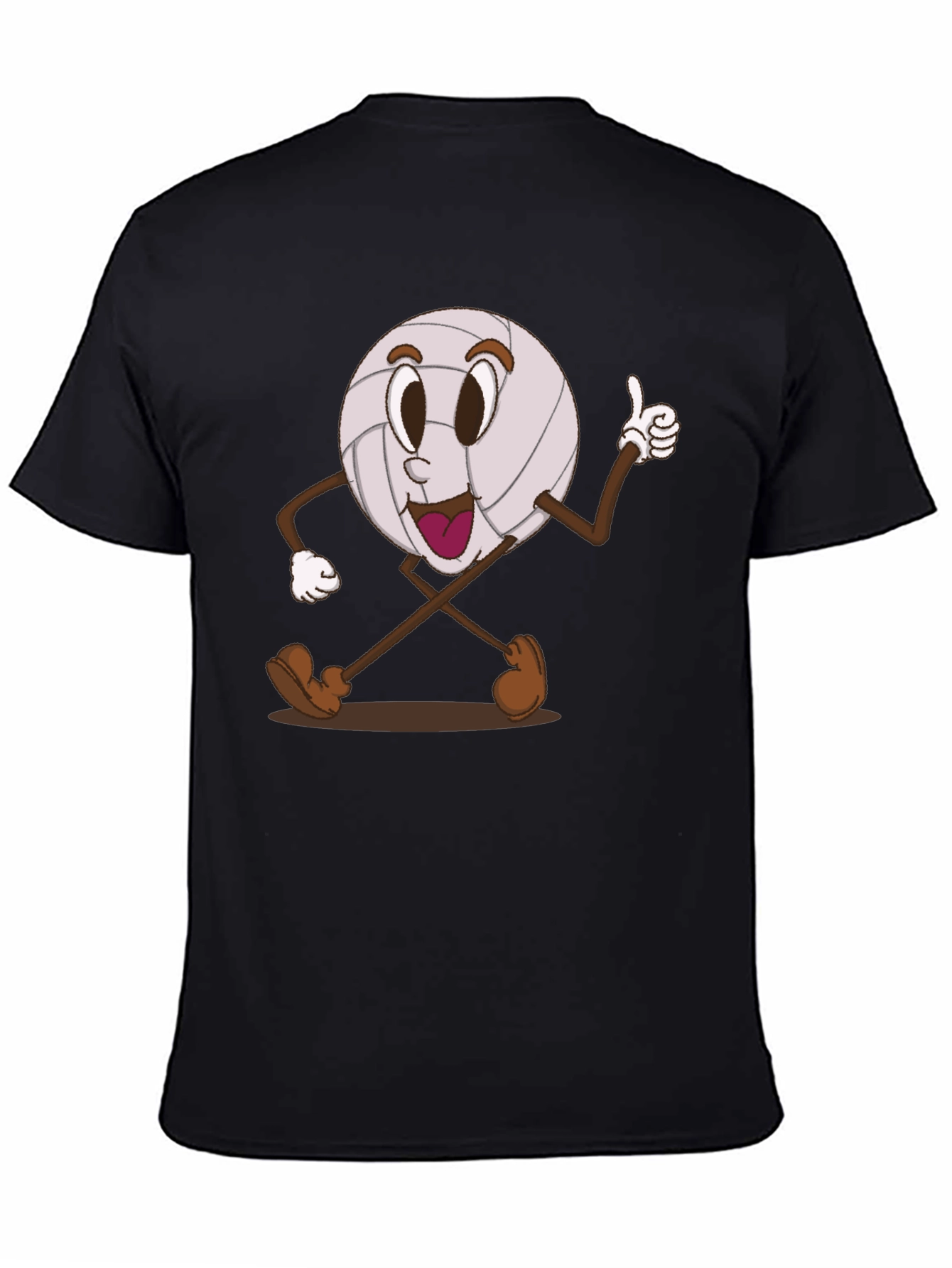Volleyball Cartoon Graphic Tee - Black