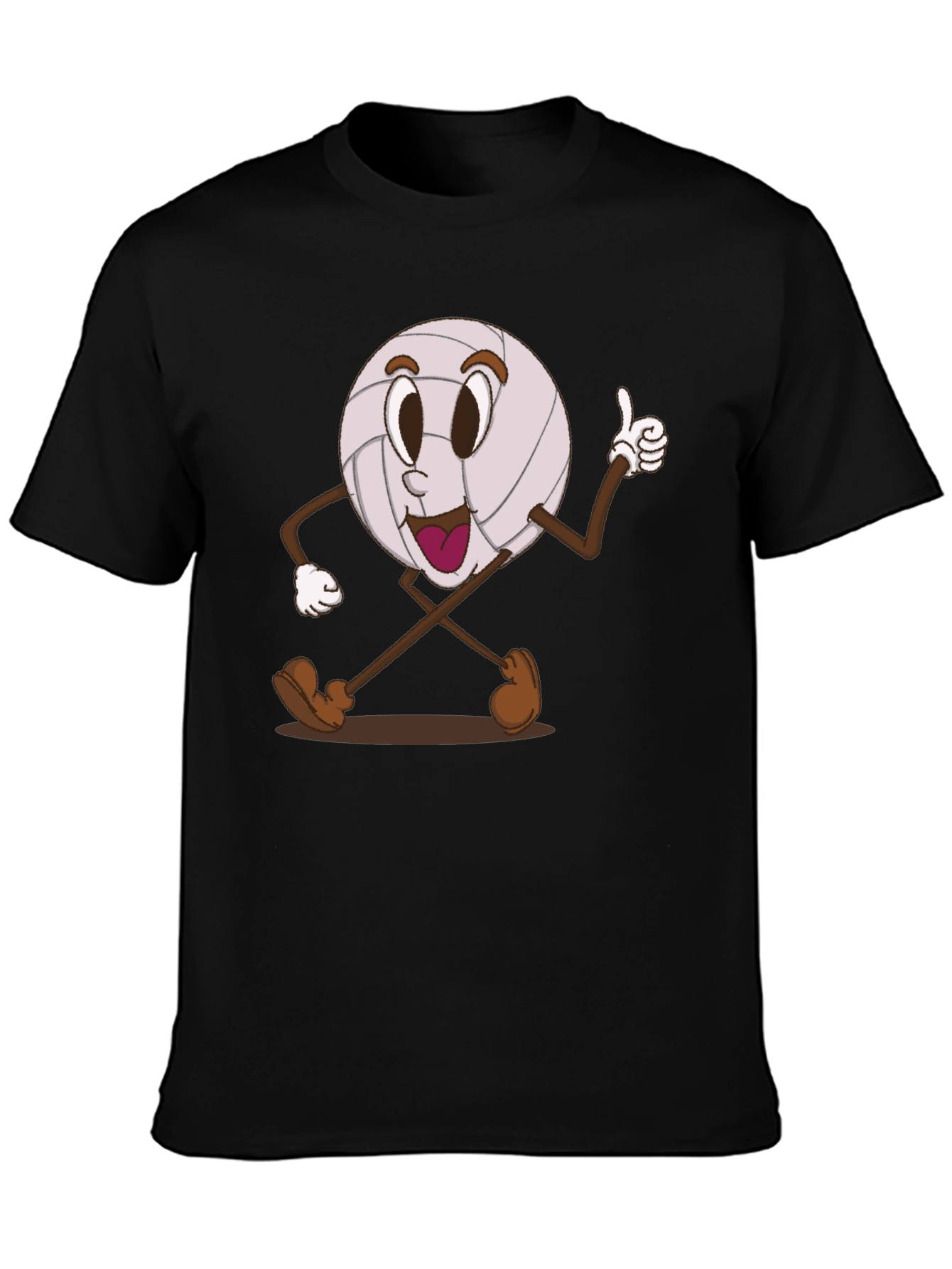 Volleyball Cartoon Graphic Tee - Black