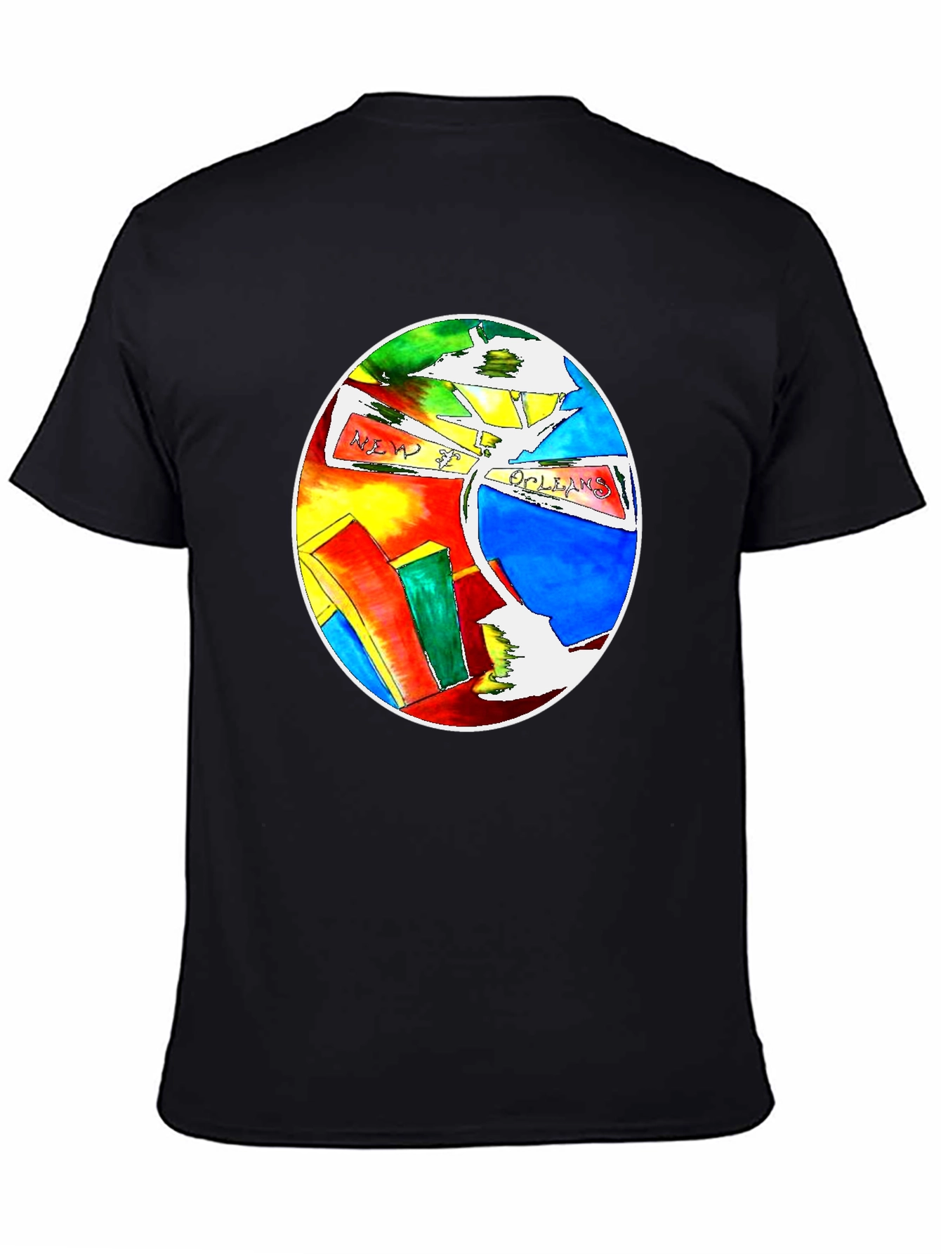 New Orleans Colorful Graphic Print Black T-Shirt