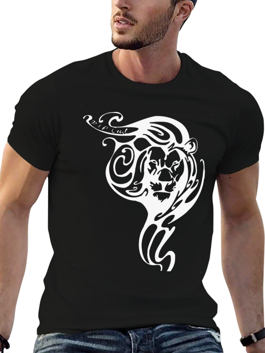 Tribal Lion Graphic Tee - Black Cotton Comfort