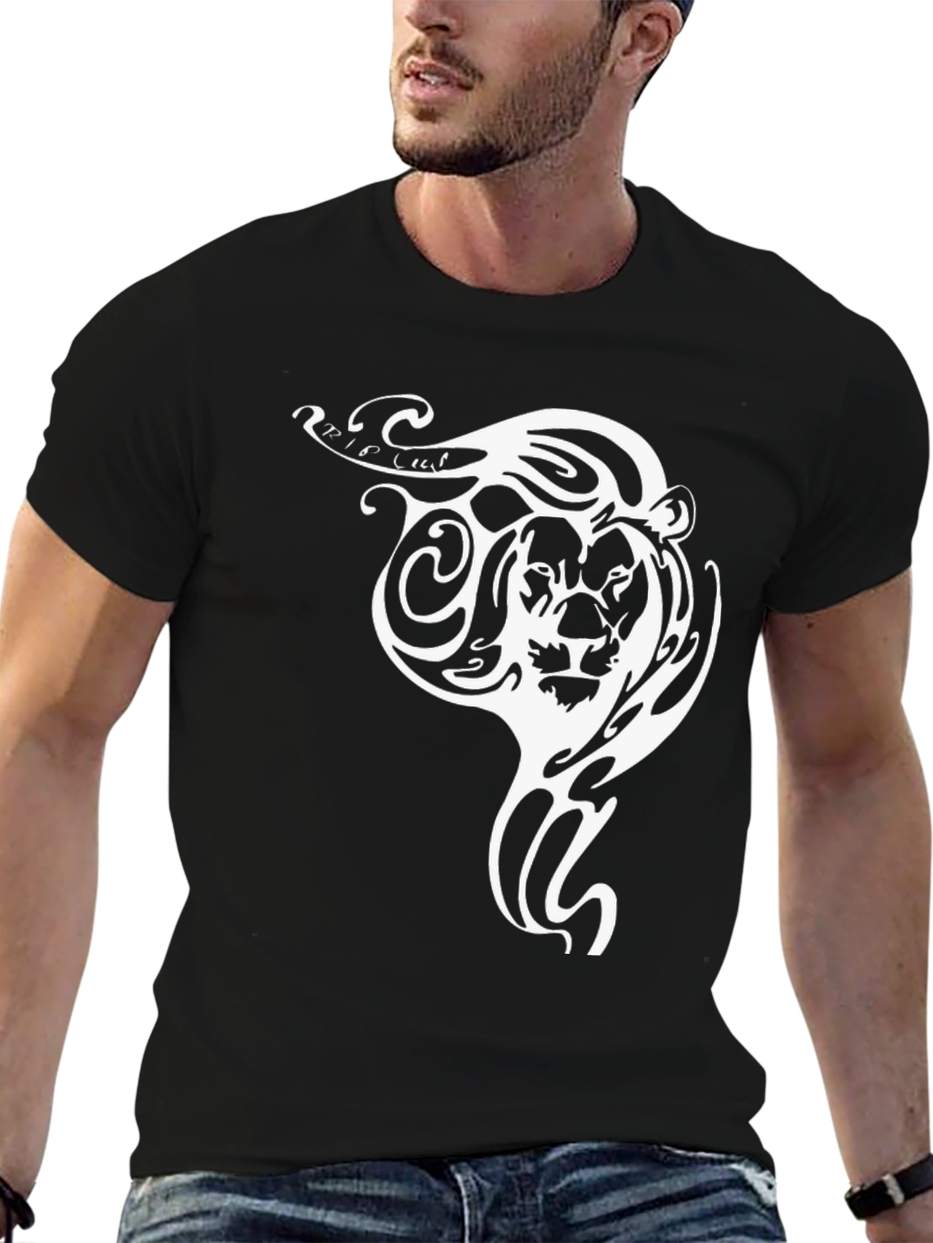 Tribal Lion Graphic Tee - Black Cotton Comfort
