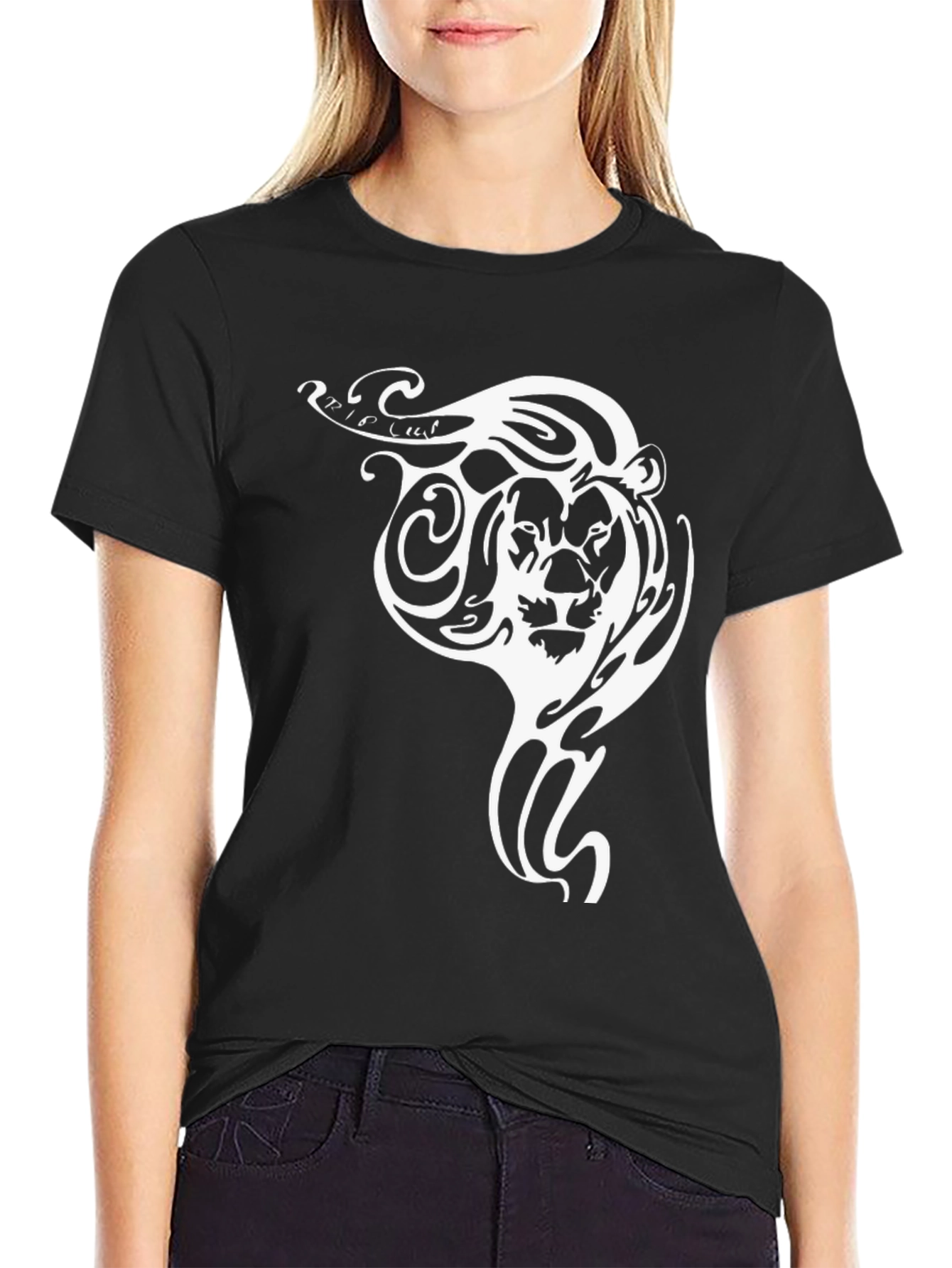 Tribal Lion Graphic Tee - Black Cotton Comfort