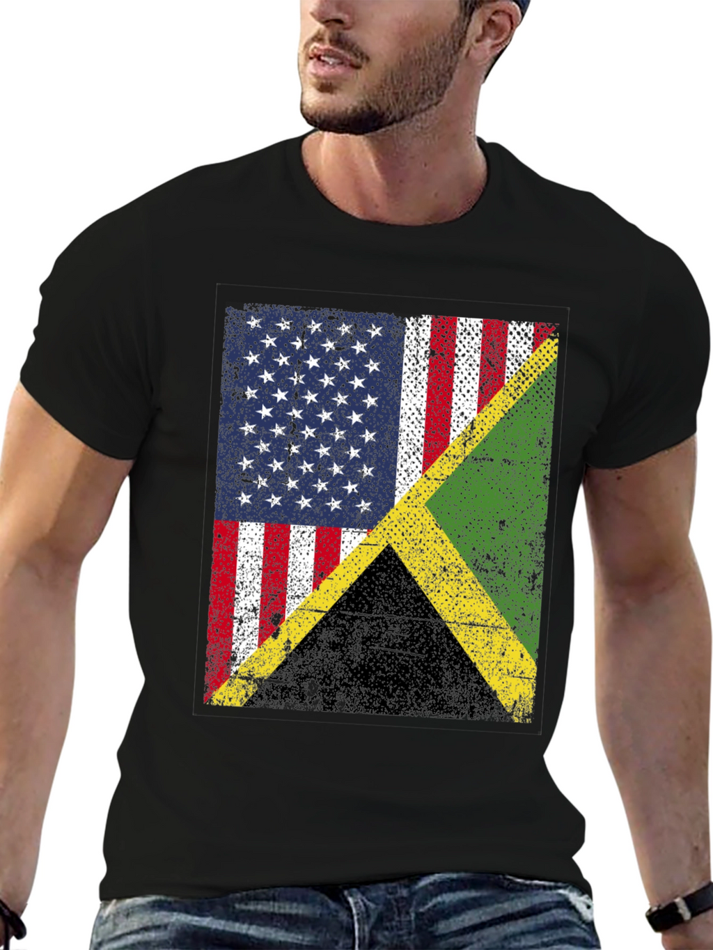 USA Jamaica Flag Graphic T-Shirt