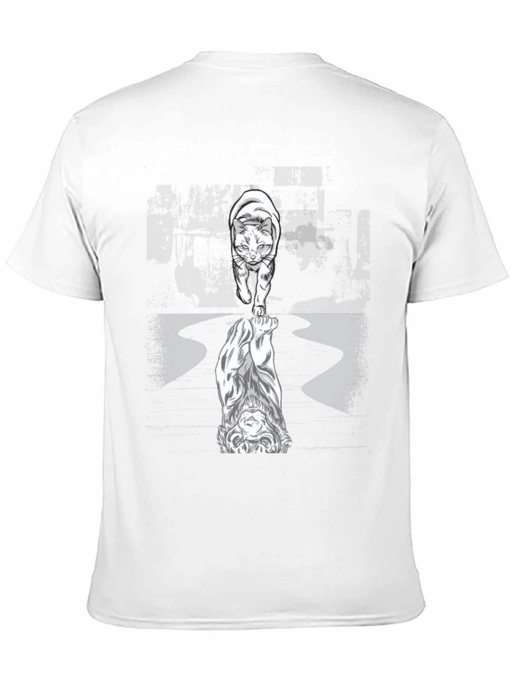 Cat Lion Reflection Graphic Tee - Black
