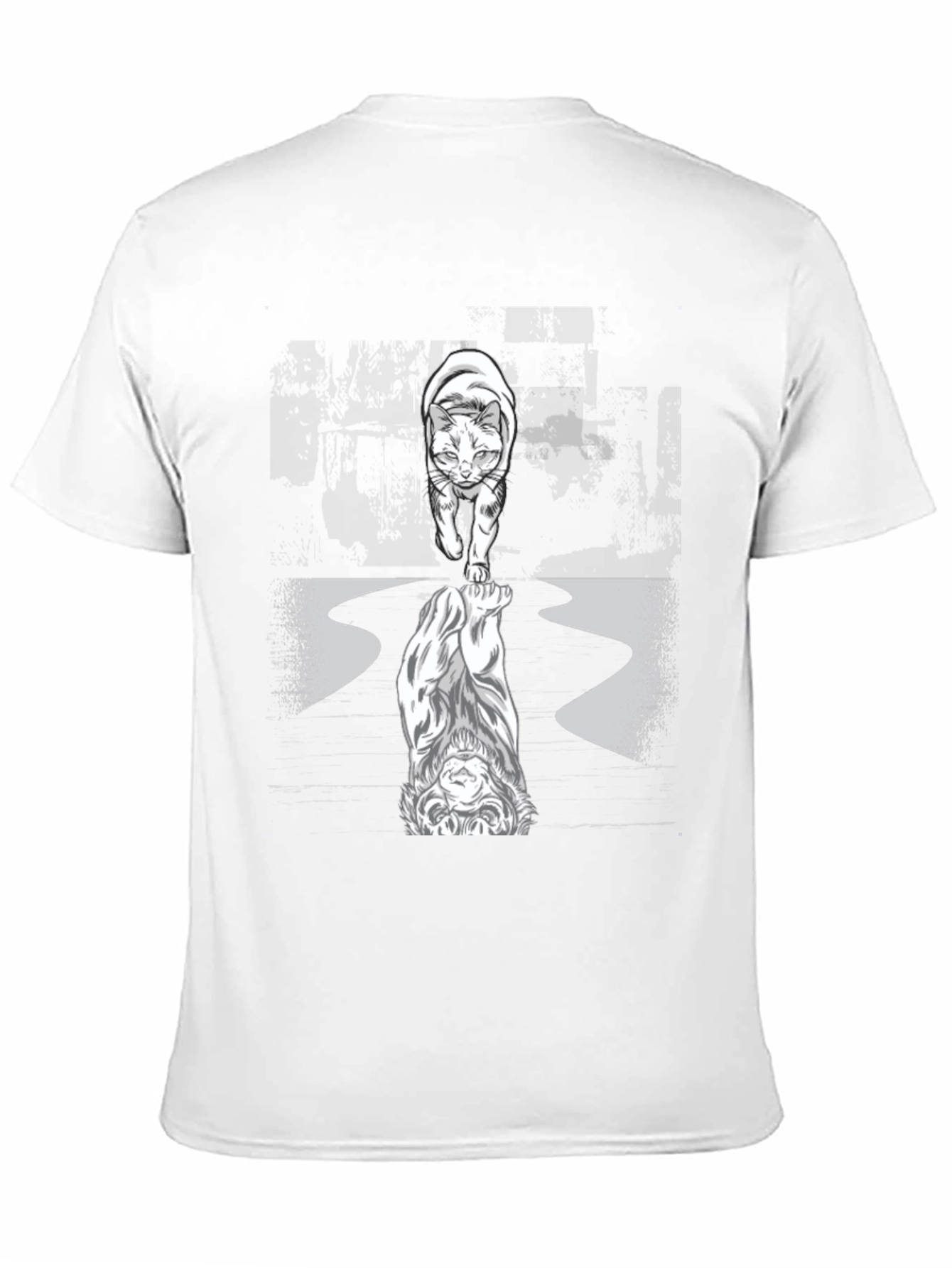 Cat Lion Reflection Graphic Tee - Black