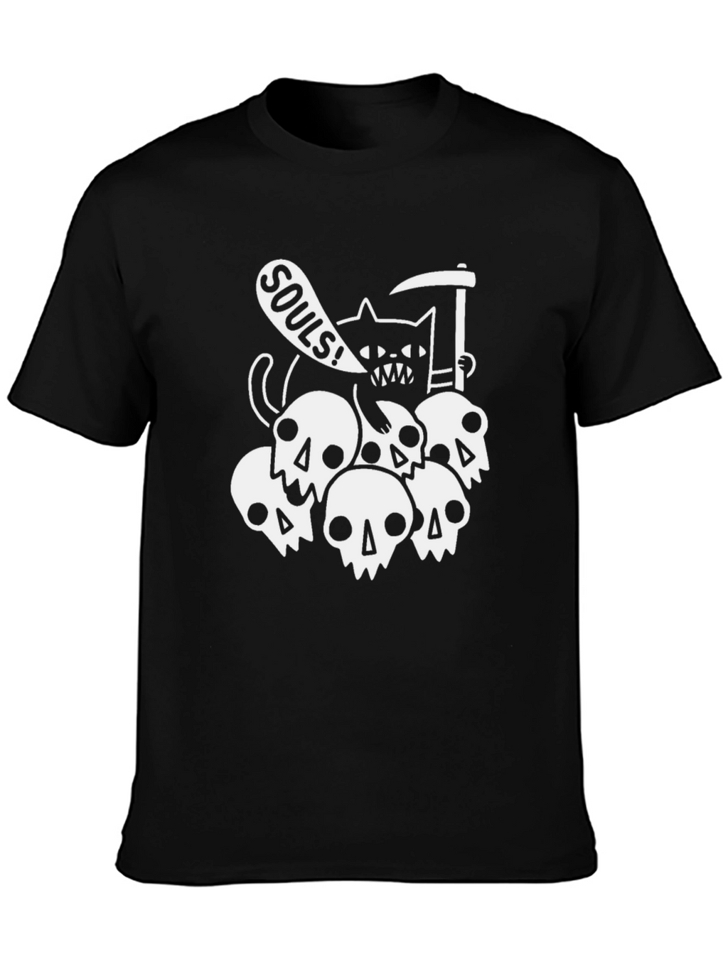 Souls Cat Graphic T-Shirt - Black Cotton Tee
