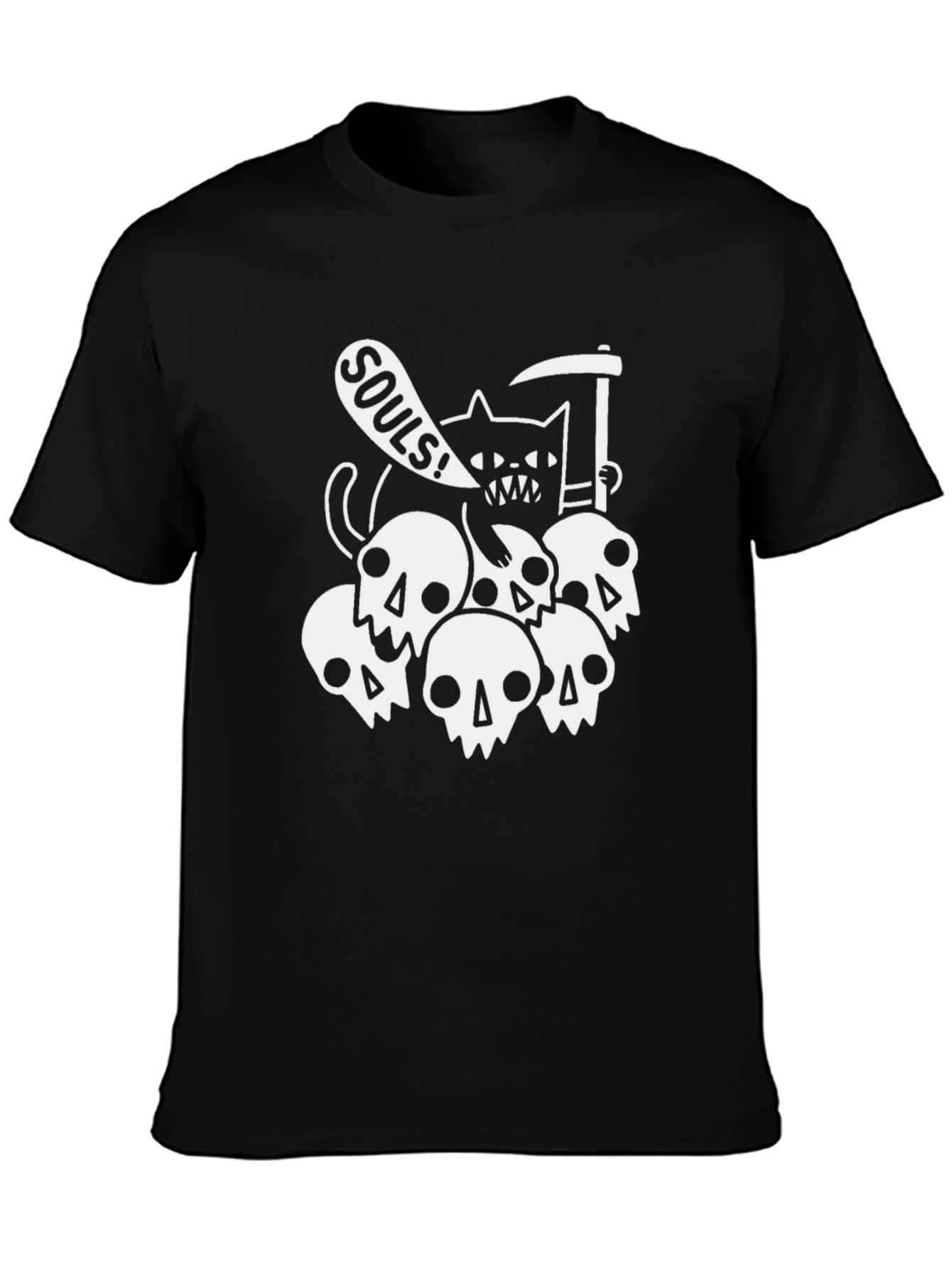 Souls Cat Graphic T-Shirt - Black Cotton Tee