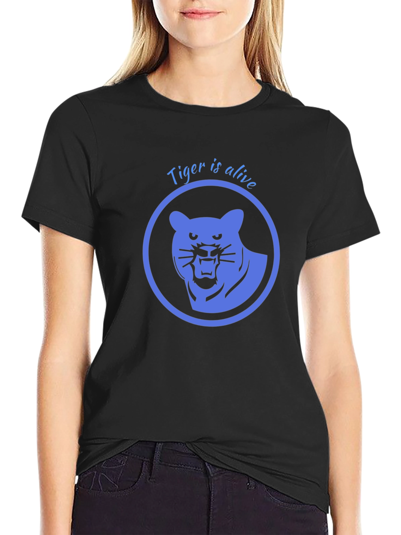 Tiger is Alive Graphic Tee - Black Cotton T-Shirt
