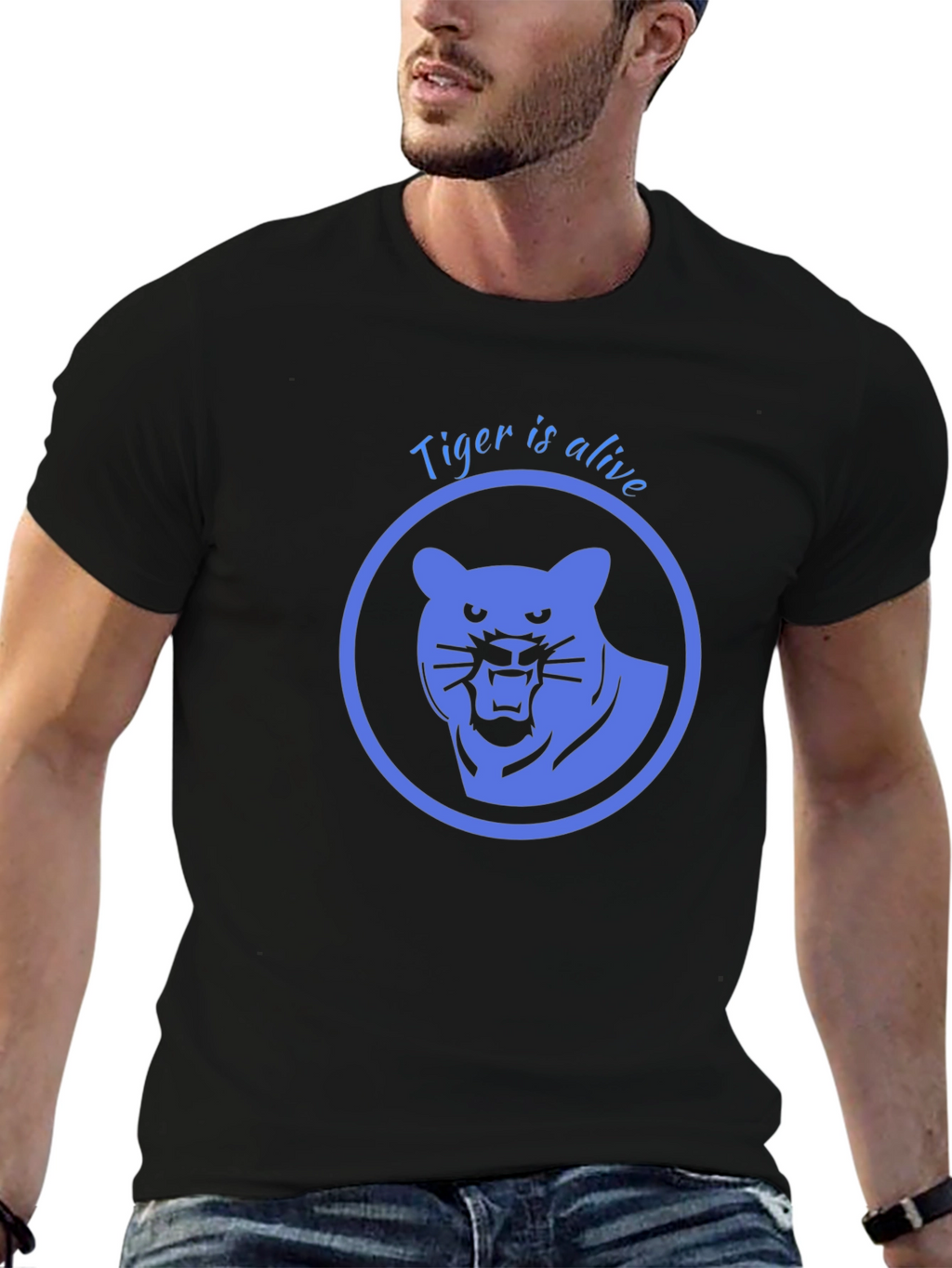 Tiger is Alive Graphic Tee - Black Cotton T-Shirt