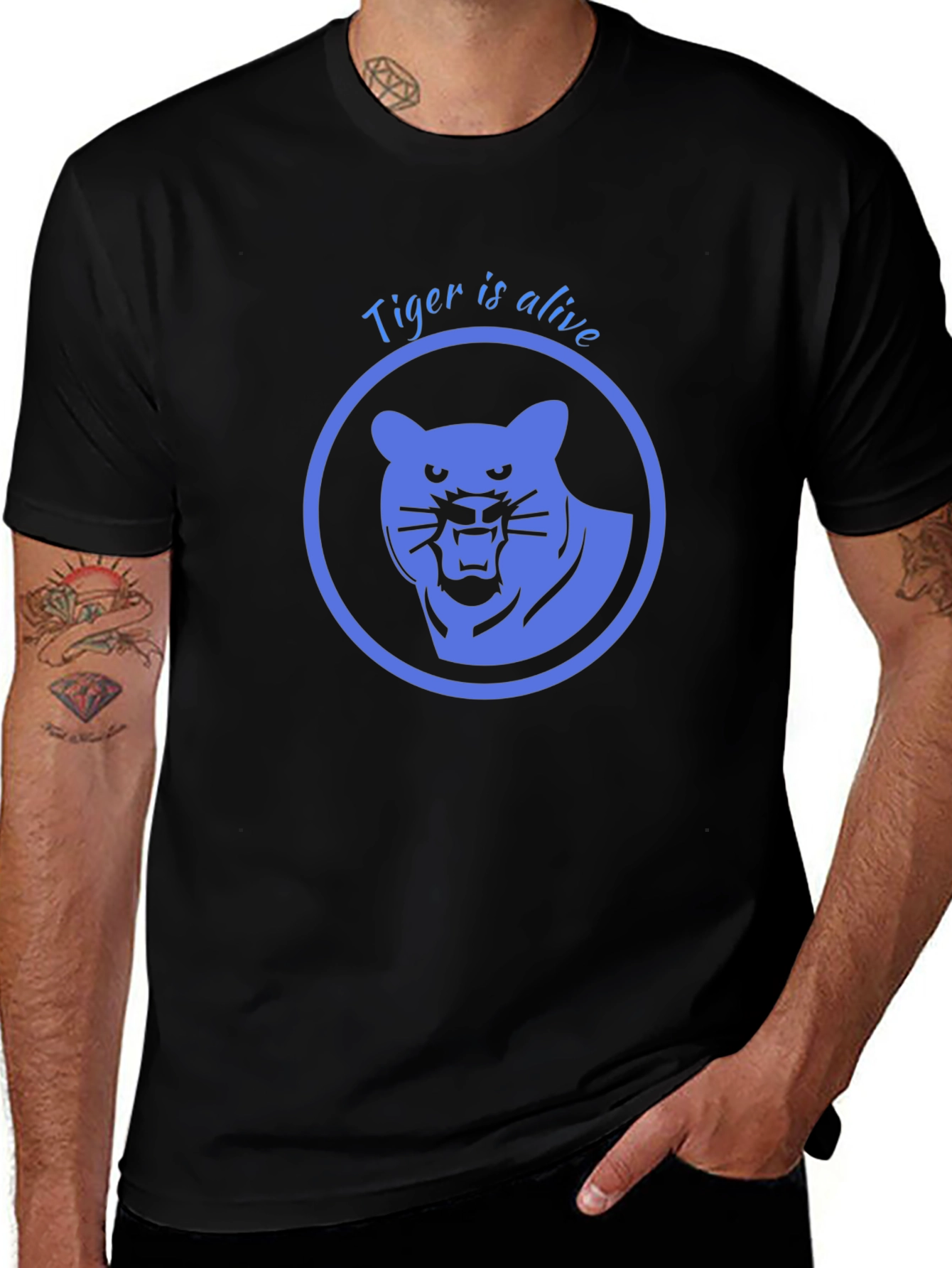 Tiger is Alive Graphic Tee - Black Cotton T-Shirt