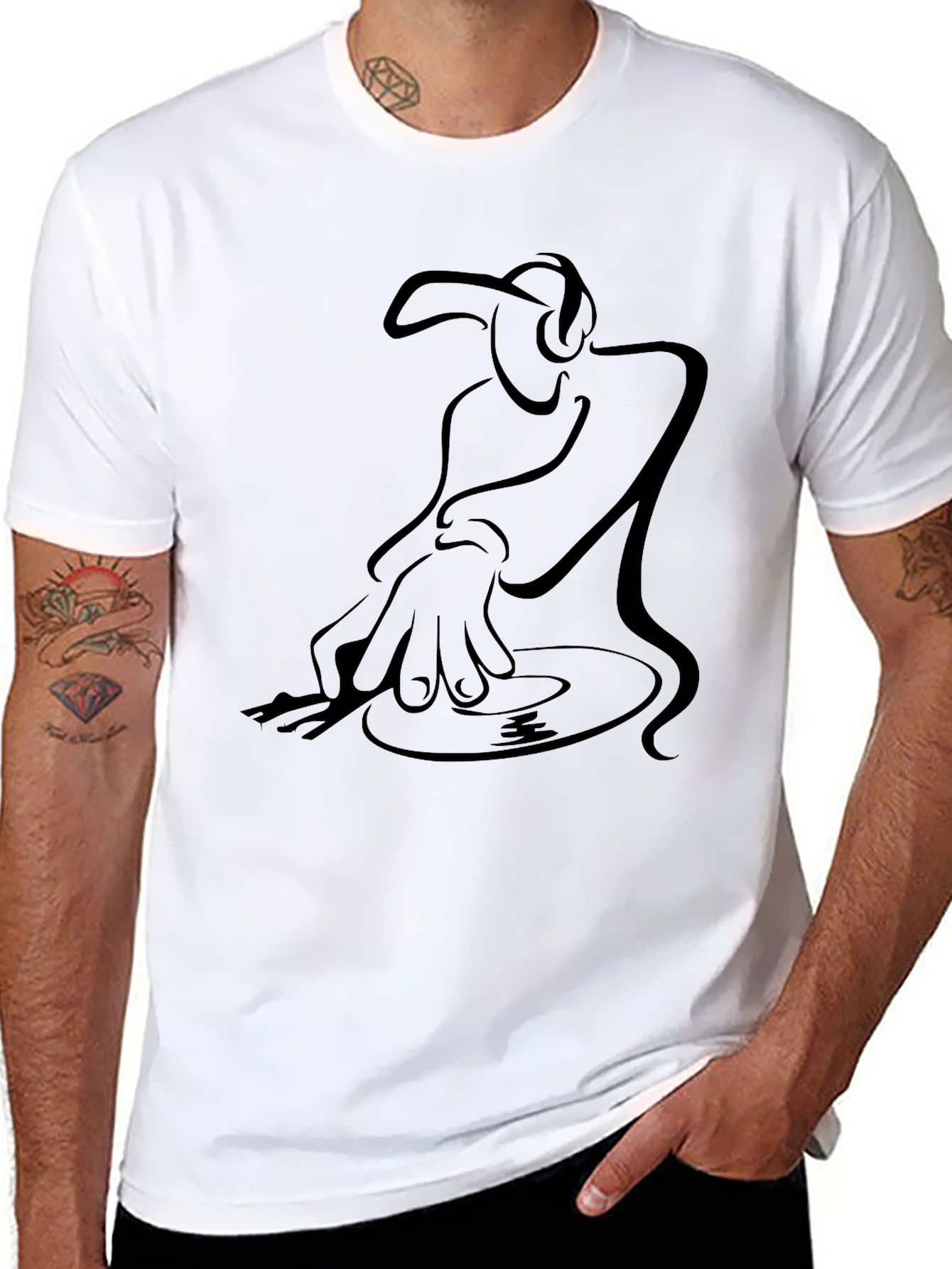 DJ Graphic Black T-Shirt - Turntable Design