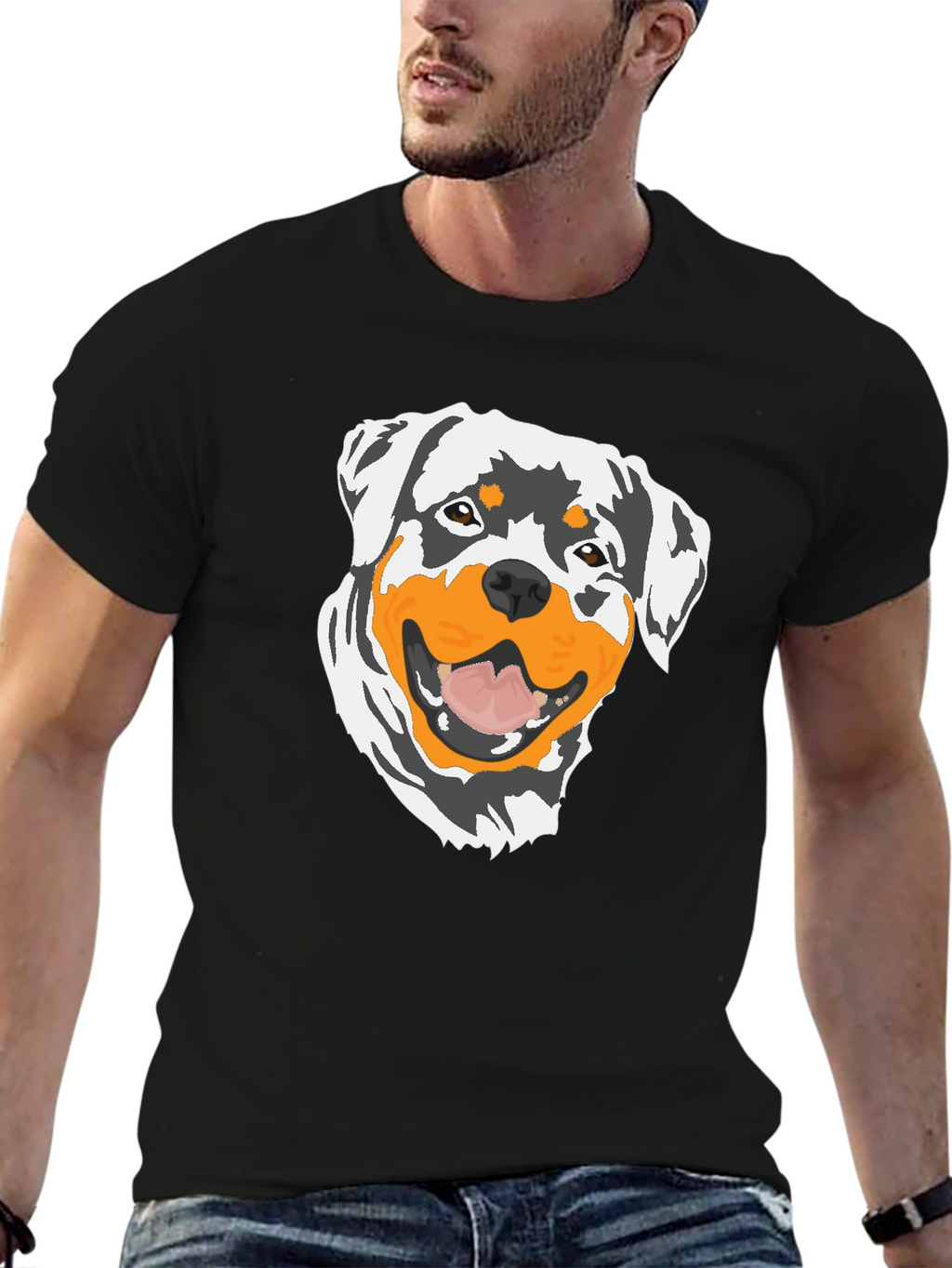 Rottweiler Graphic T-Shirt - Black Cotton Tee