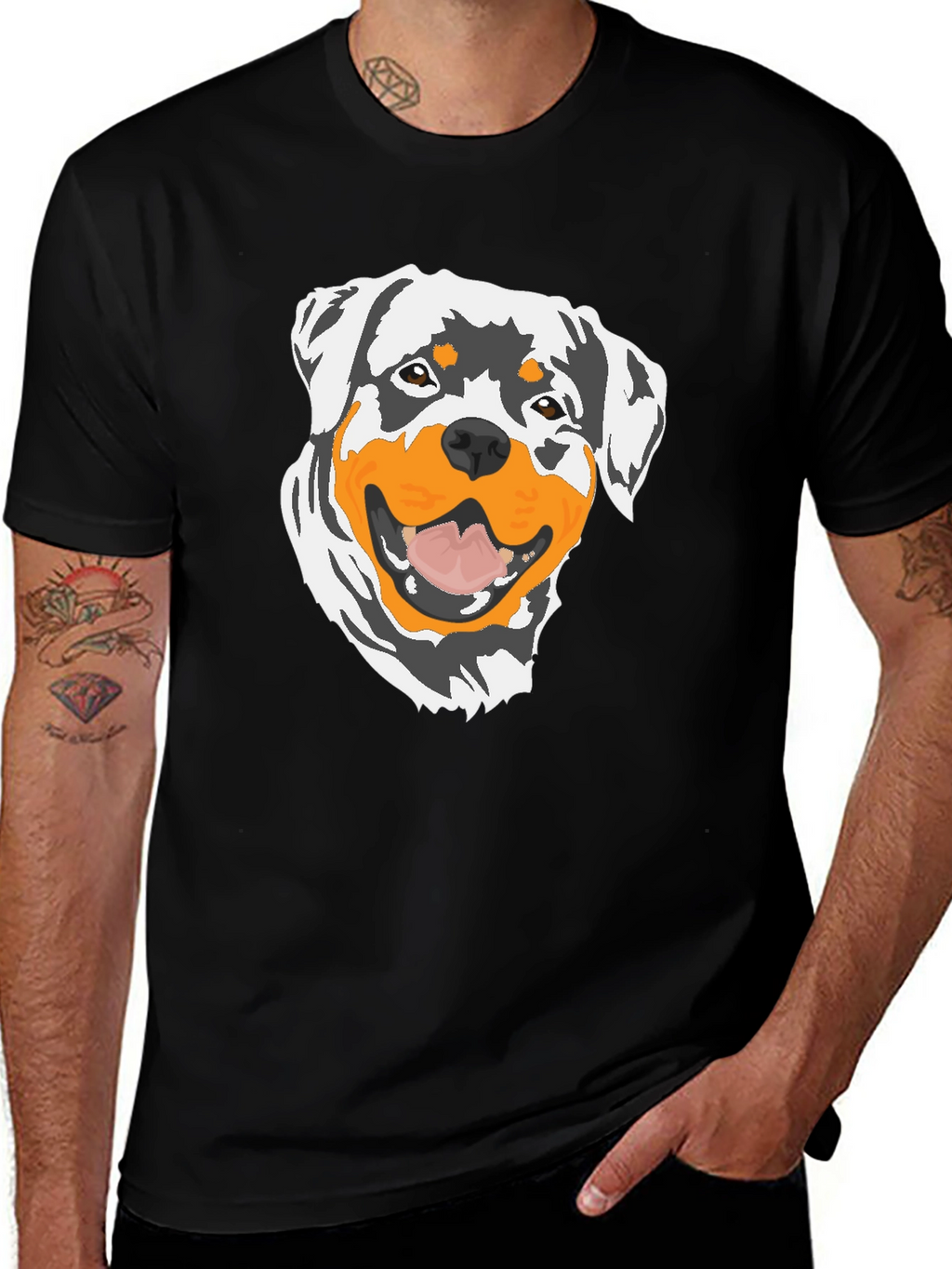 Rottweiler Graphic T-Shirt - Black Cotton Tee