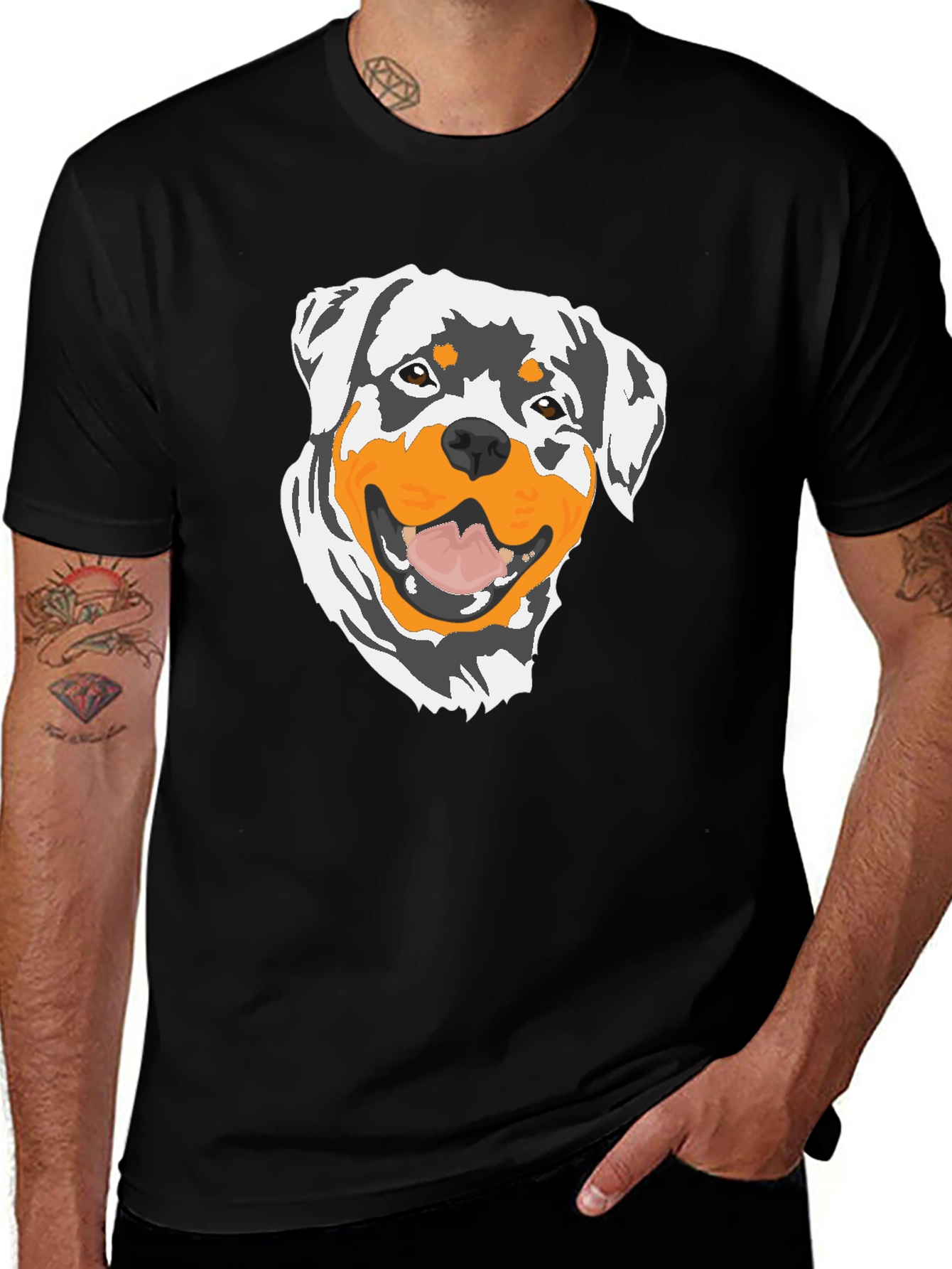 Rottweiler Graphic T-Shirt - Black Cotton Tee