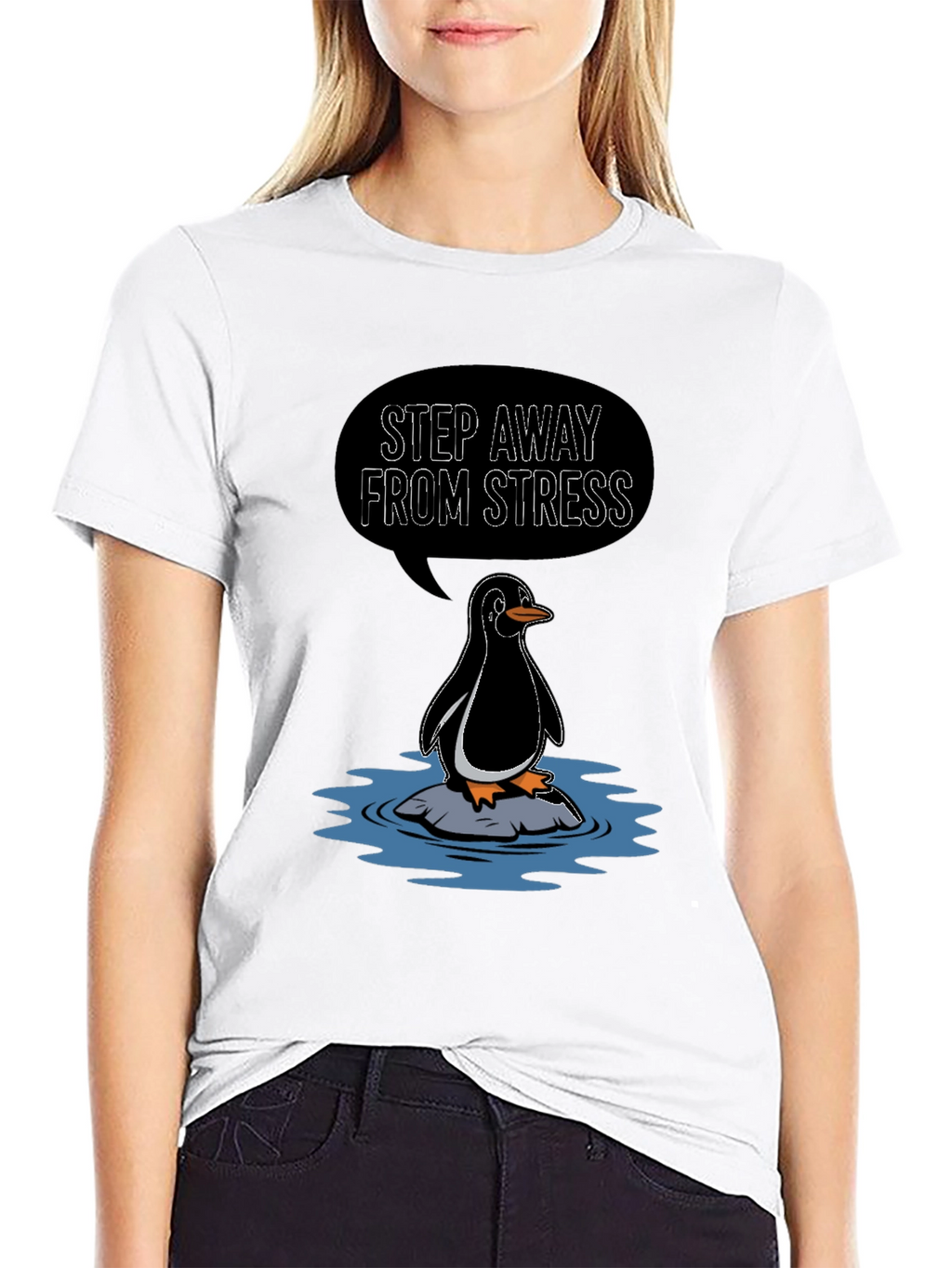 Step Away From Stress Penguin Graphic Tee