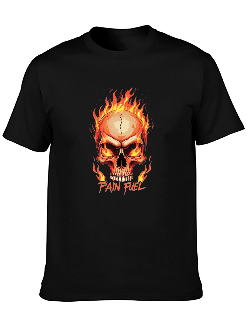 Pain Fuel Skull Graphic Tee - Black Cotton T-Shirt