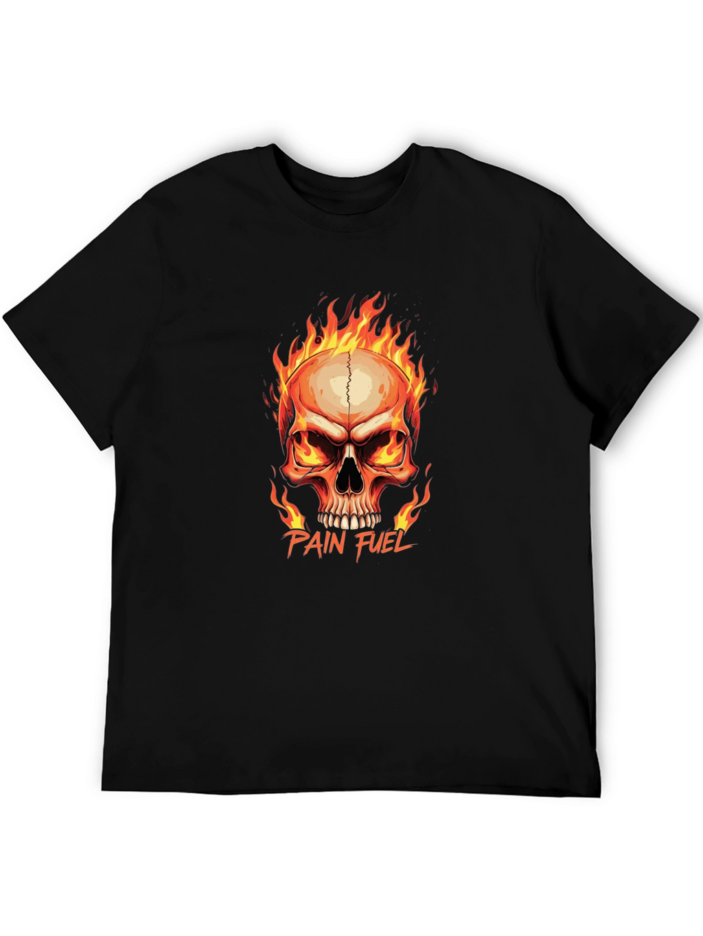 Pain Fuel Skull Graphic Tee - Black Cotton T-Shirt