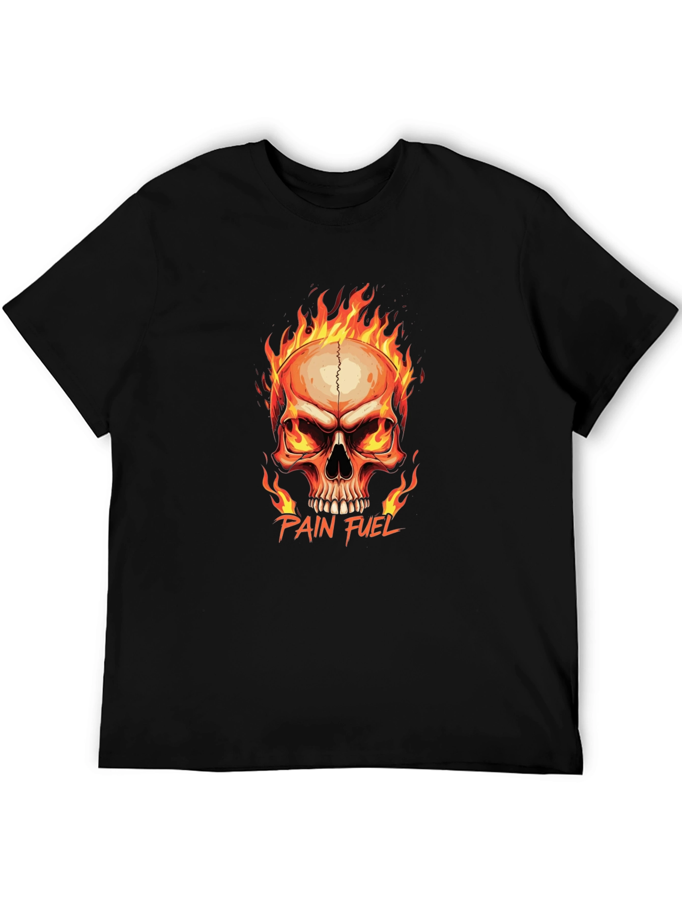 Pain Fuel Skull Graphic Tee - Black Cotton T-Shirt