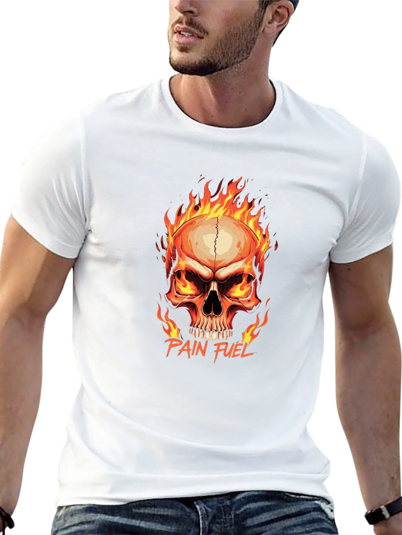 Pain Fuel Skull Graphic Tee - Black Cotton T-Shirt