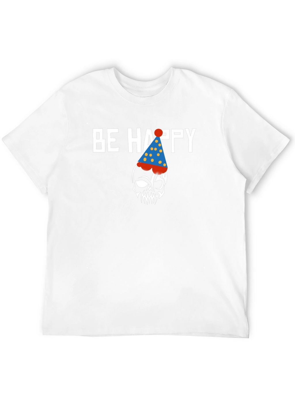 Be Happy Skull Graphic Print Crew Neck T-Shirt