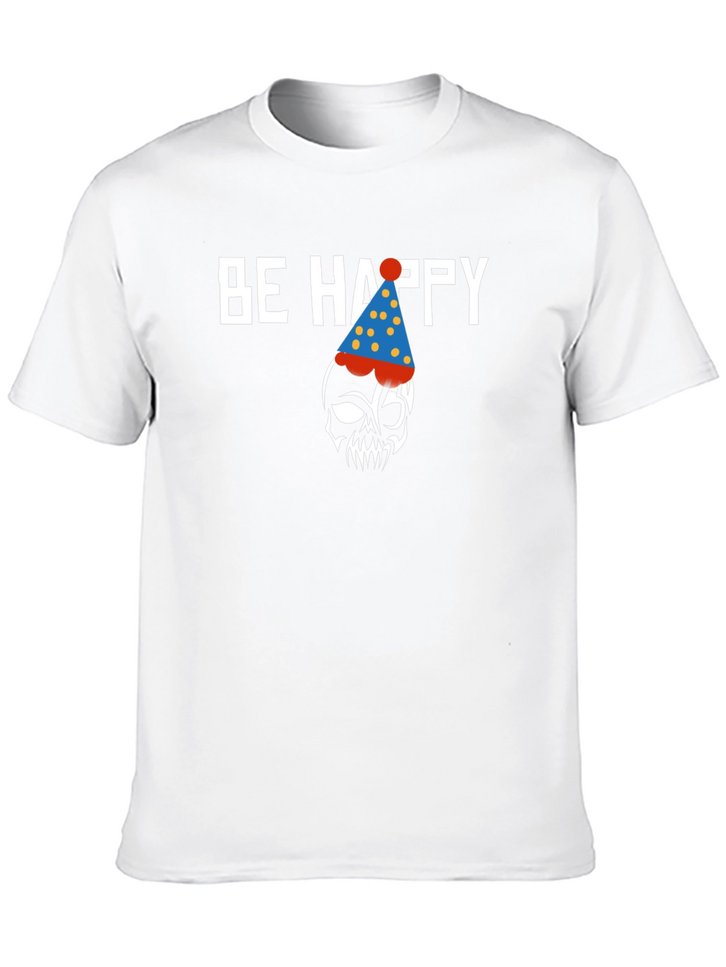 Be Happy Skull Graphic Print Crew Neck T-Shirt