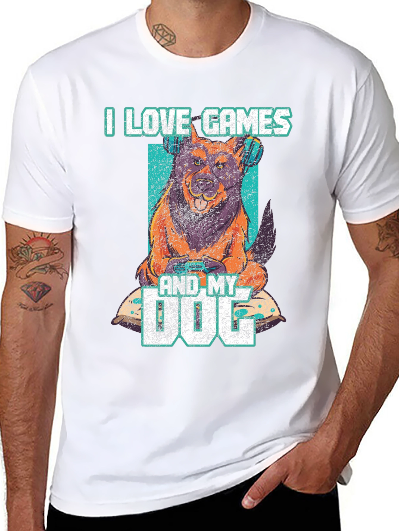 I Love Games & My Dog Graphic T-Shirt