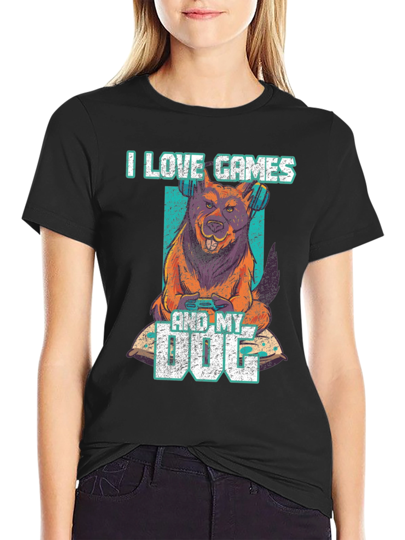 I Love Games & My Dog Graphic T-Shirt