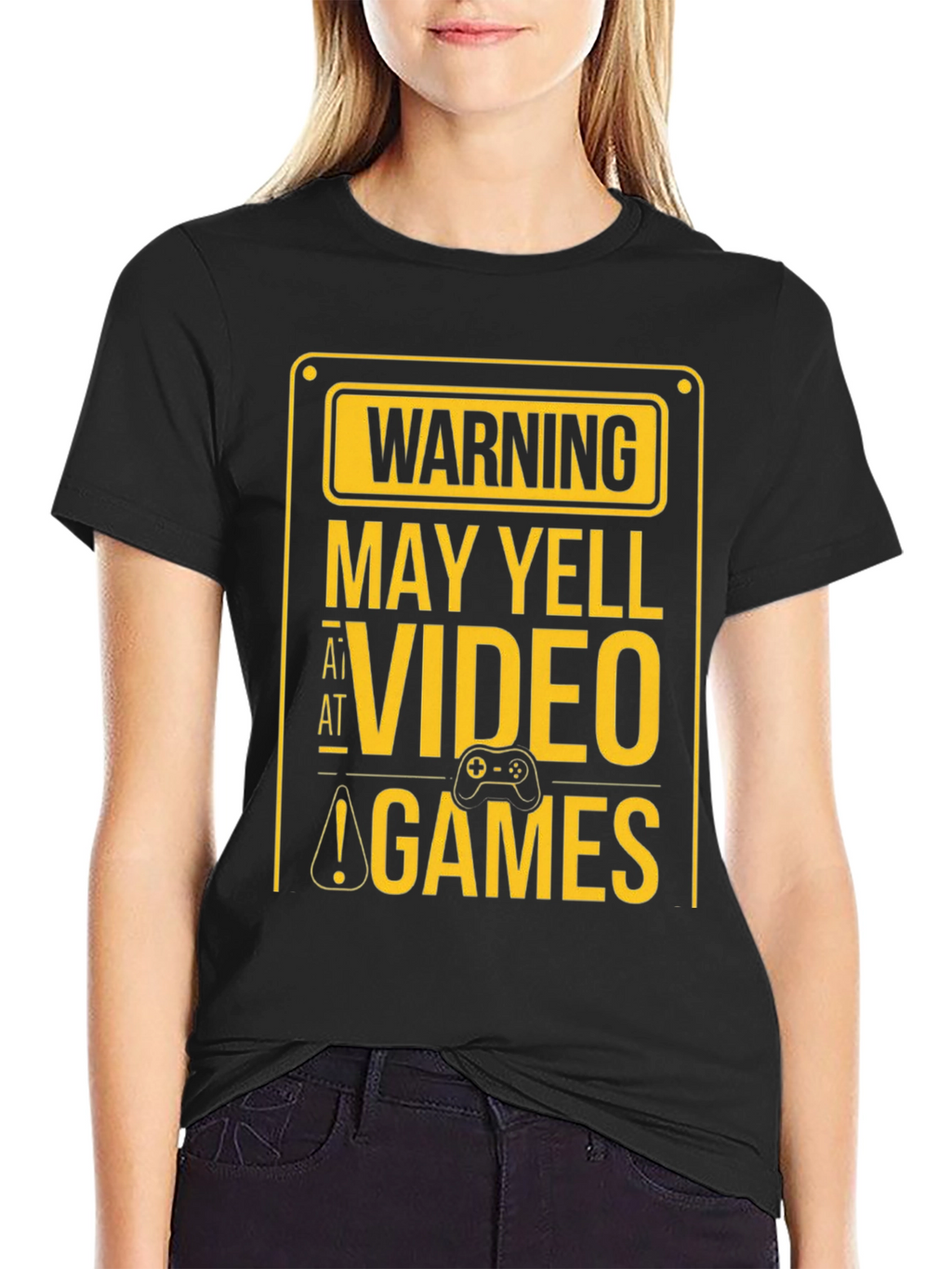 Warning May Yell at Video Games Black T-Shirt