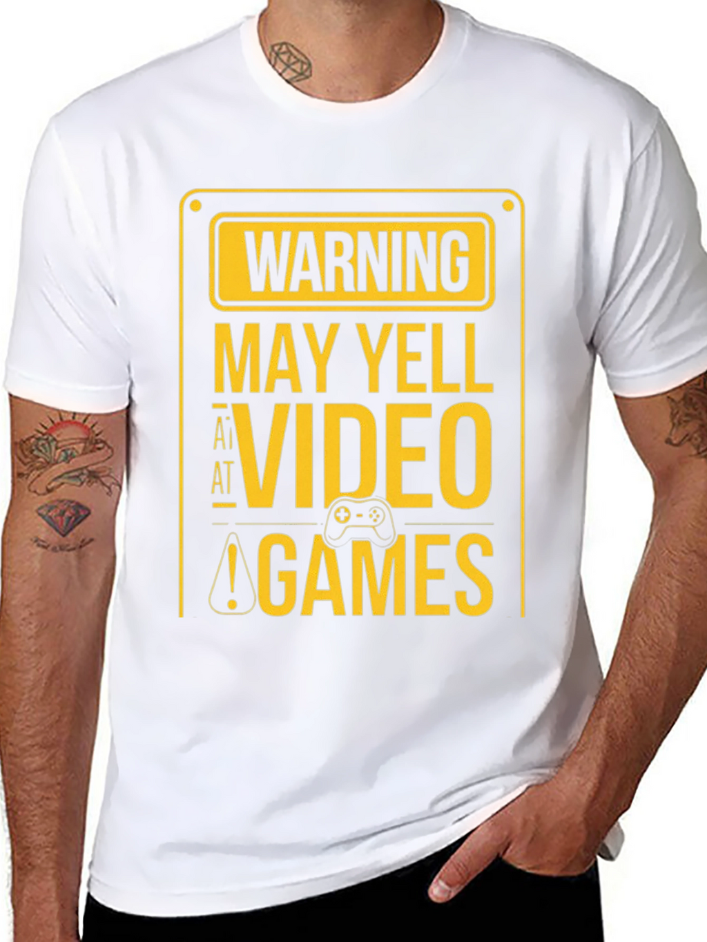 Warning May Yell at Video Games Black T-Shirt