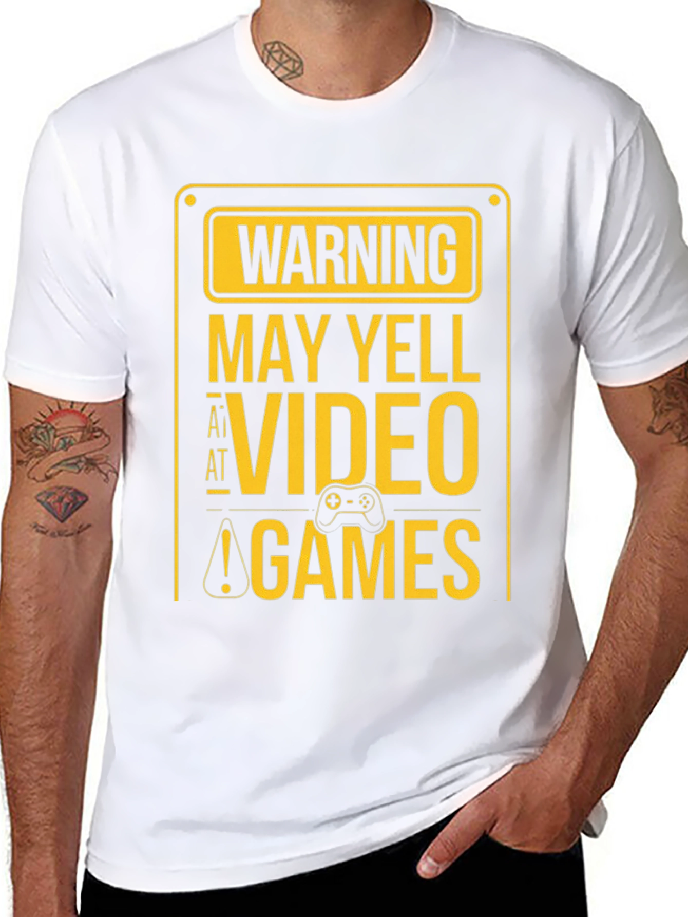 Warning May Yell at Video Games Black T-Shirt