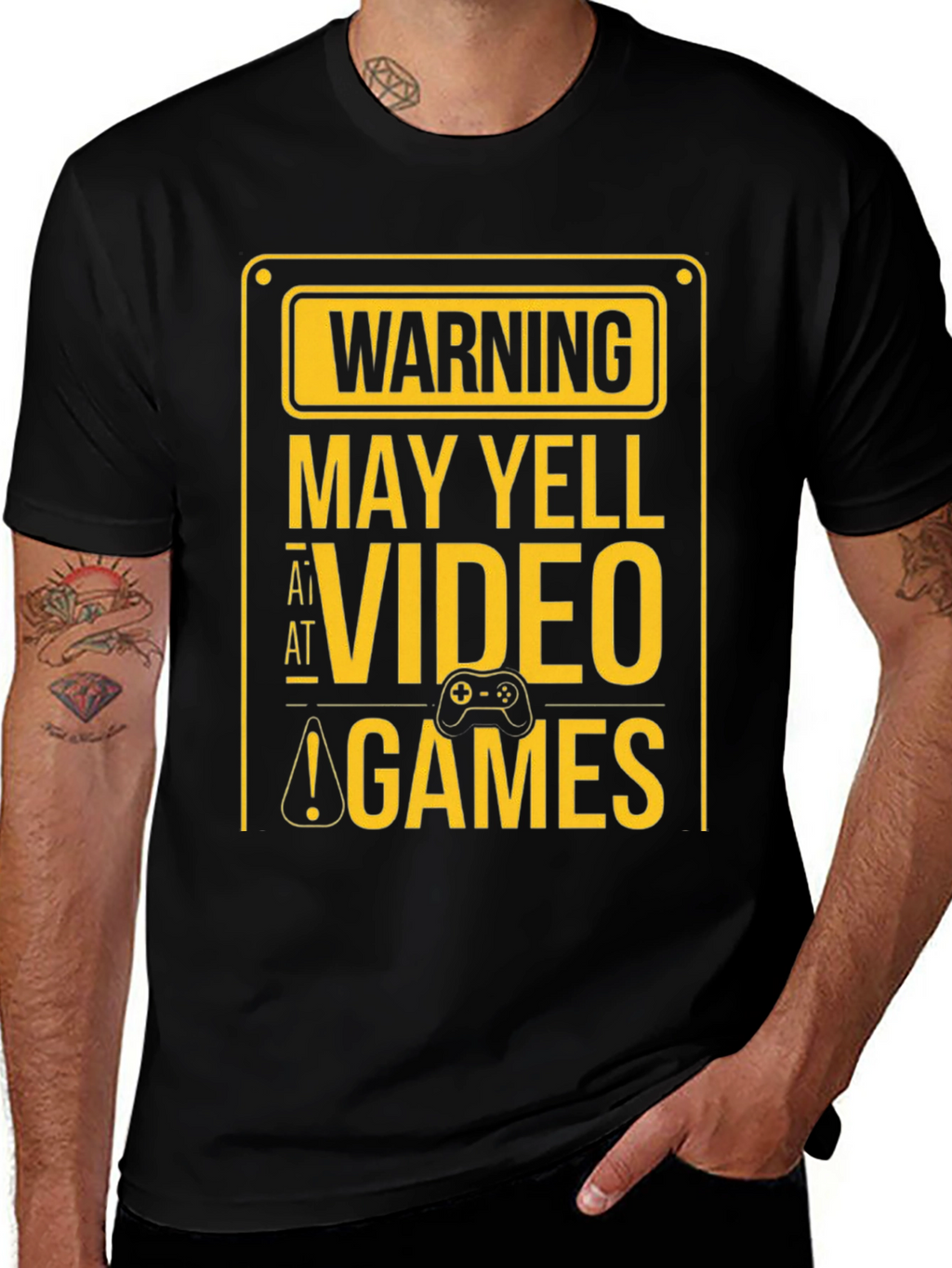 Warning May Yell at Video Games Black T-Shirt