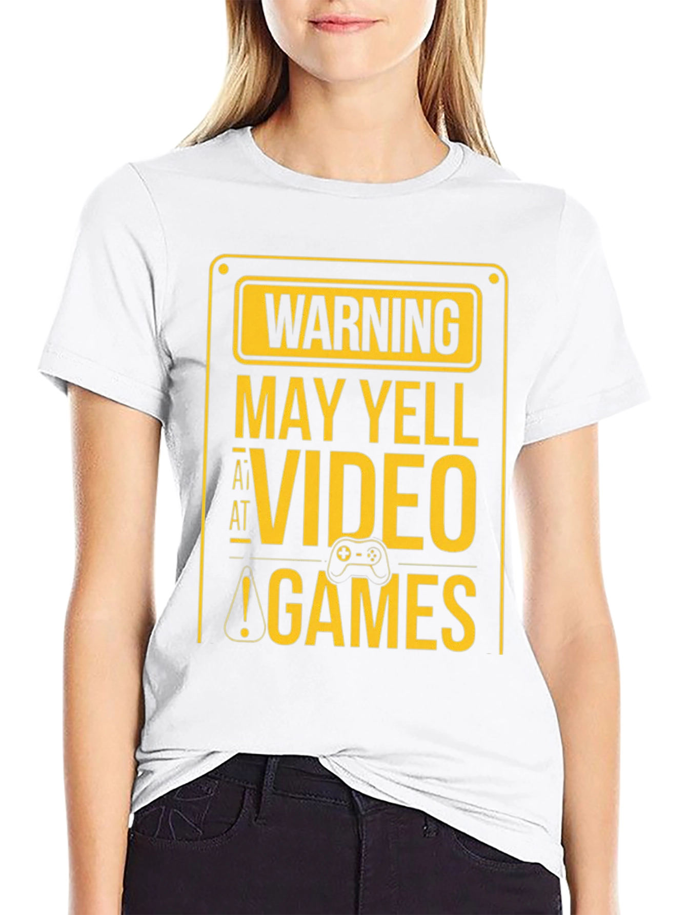 Warning May Yell at Video Games Black T-Shirt