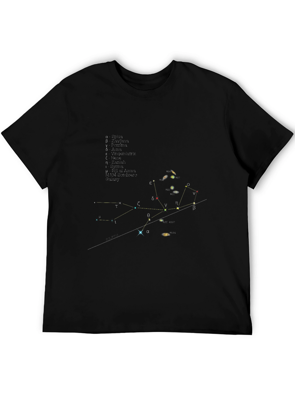 Virgo Constellation Graphic Black T-Shirt