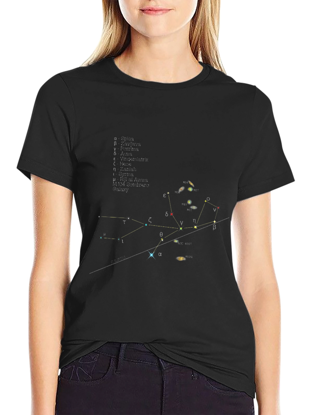Virgo Constellation Graphic Black T-Shirt