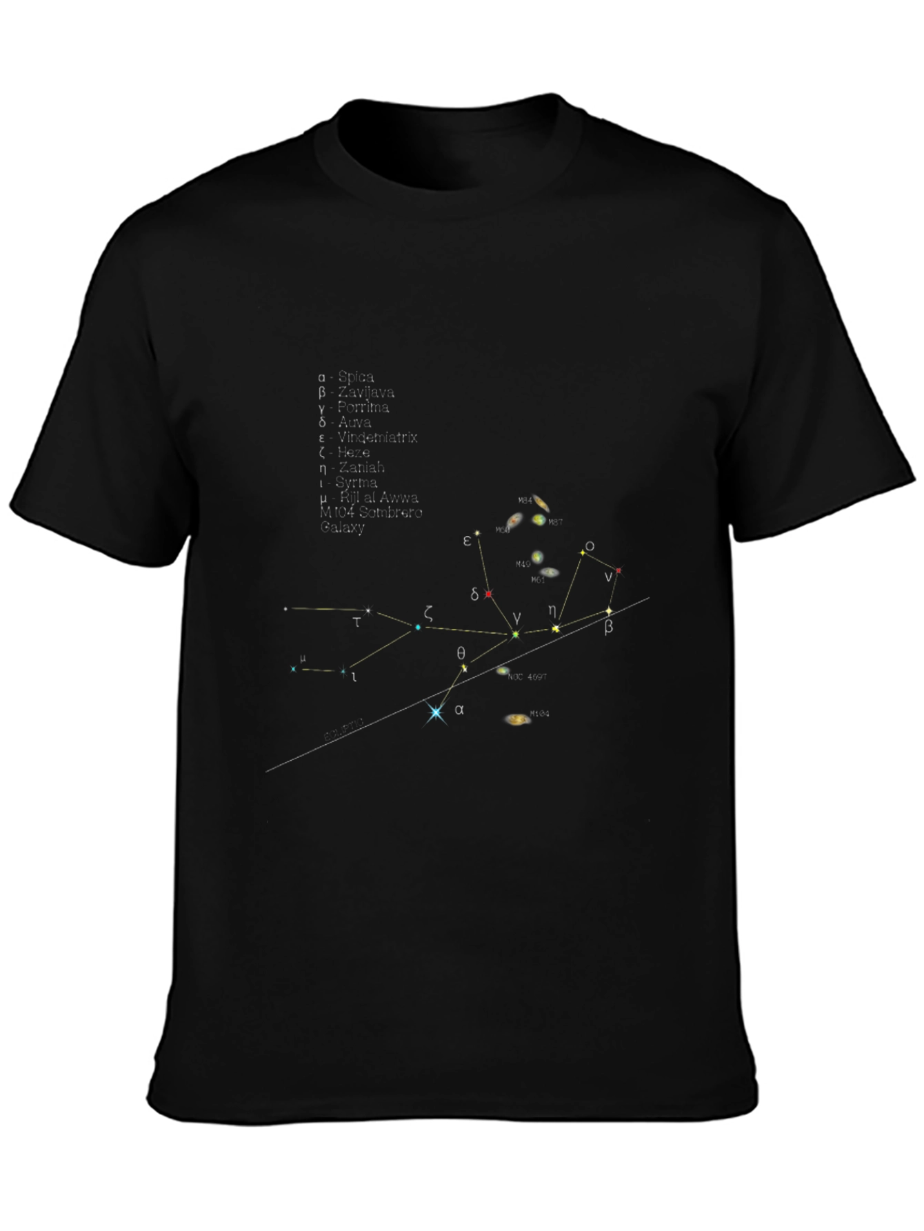 Virgo Constellation Graphic Black T-Shirt