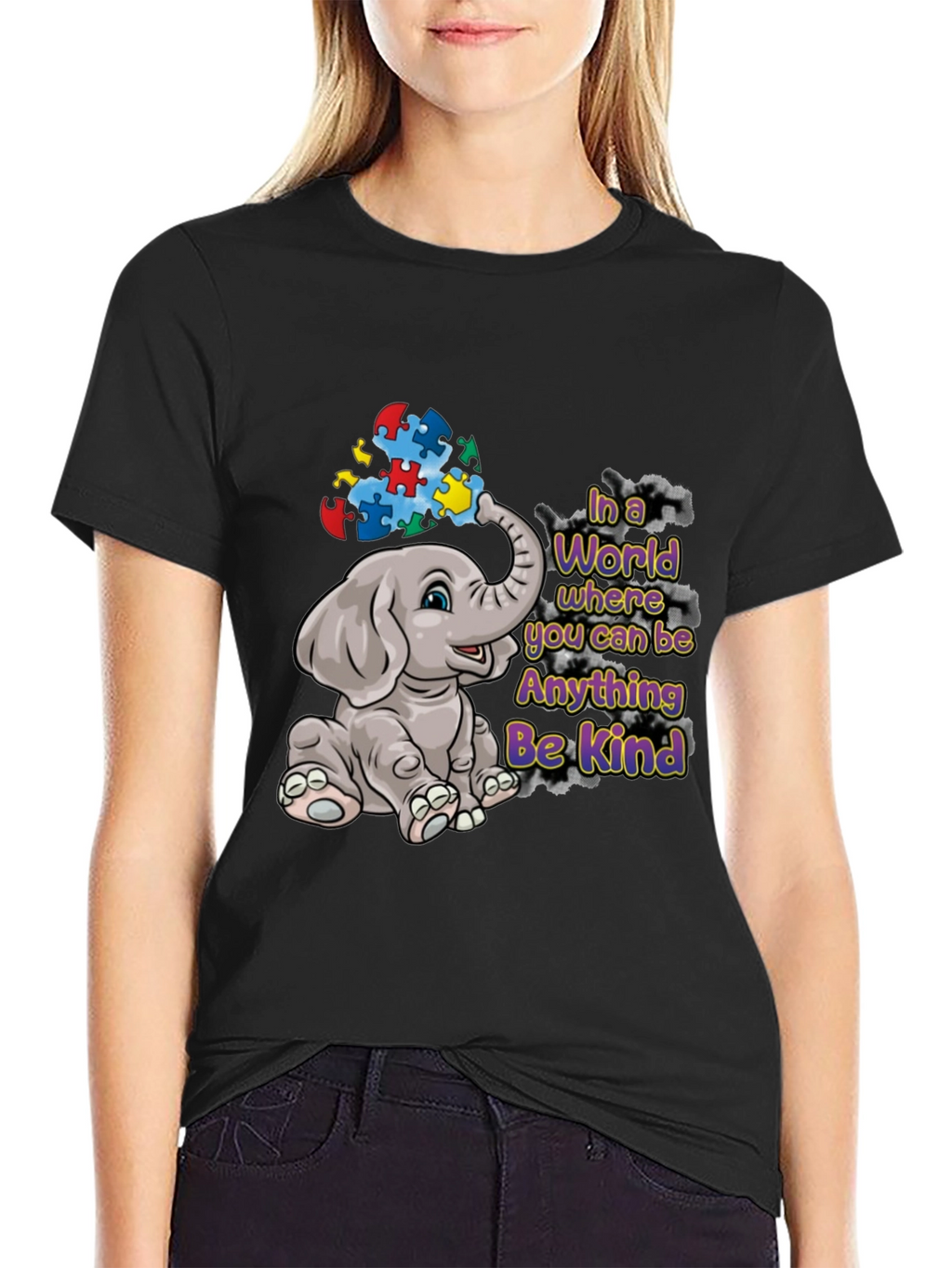 Autism Awareness Elephant Be Kind Graphic Tee