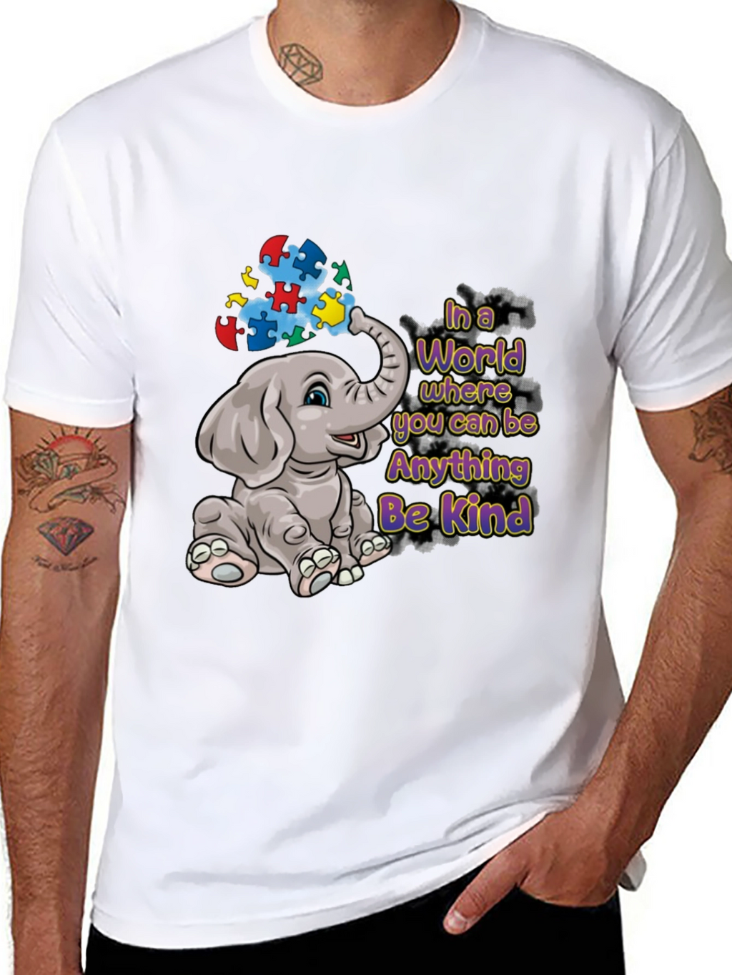 Autism Awareness Elephant Be Kind Graphic Tee