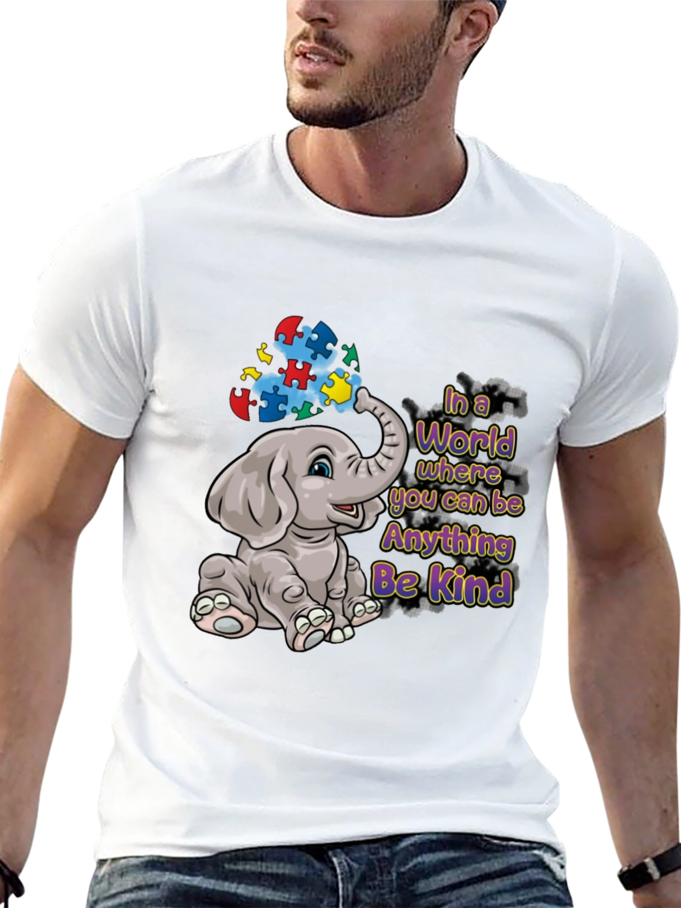 Autism Awareness Elephant Be Kind Graphic Tee