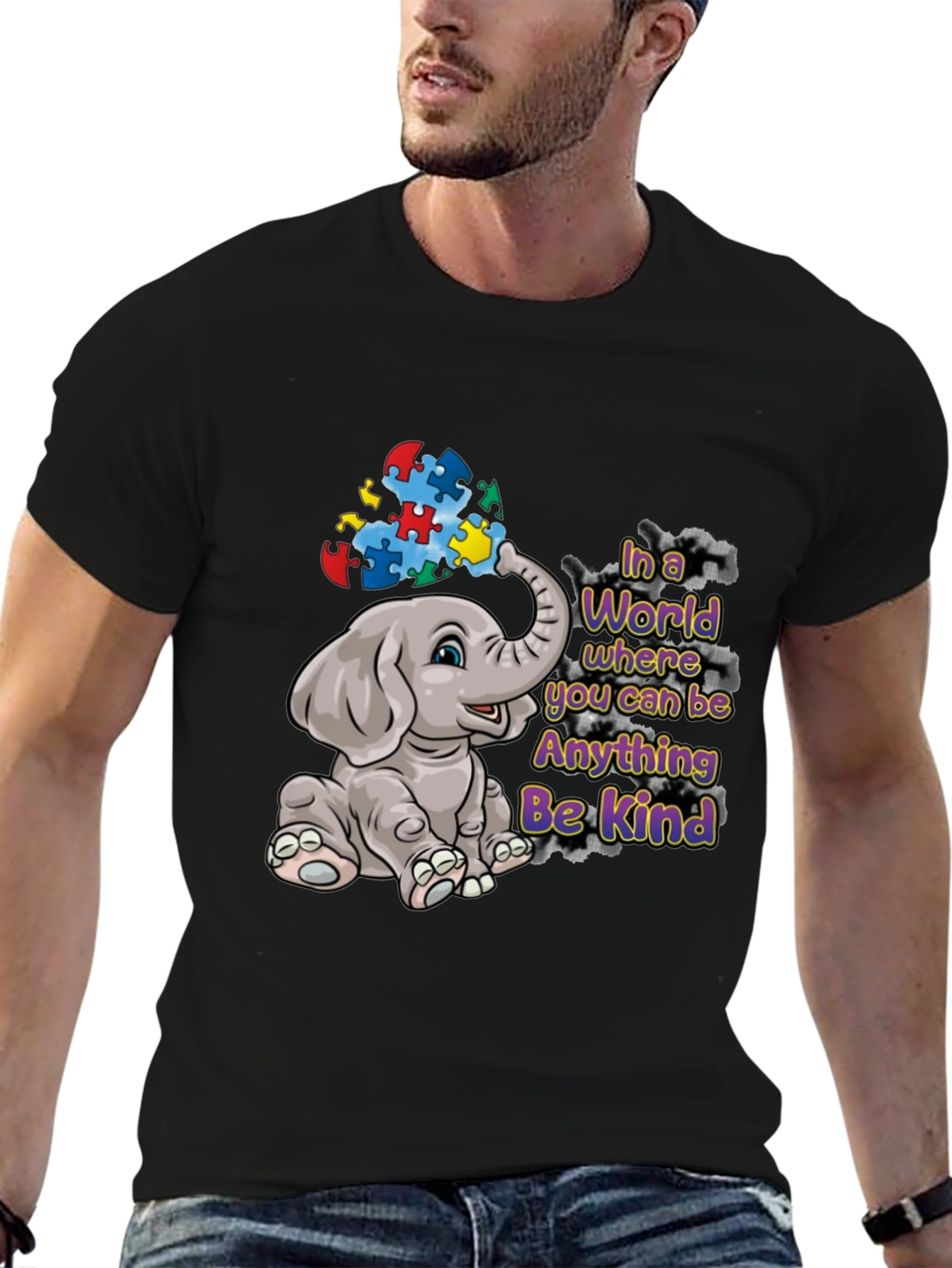 Autism Awareness Elephant Be Kind Graphic Tee