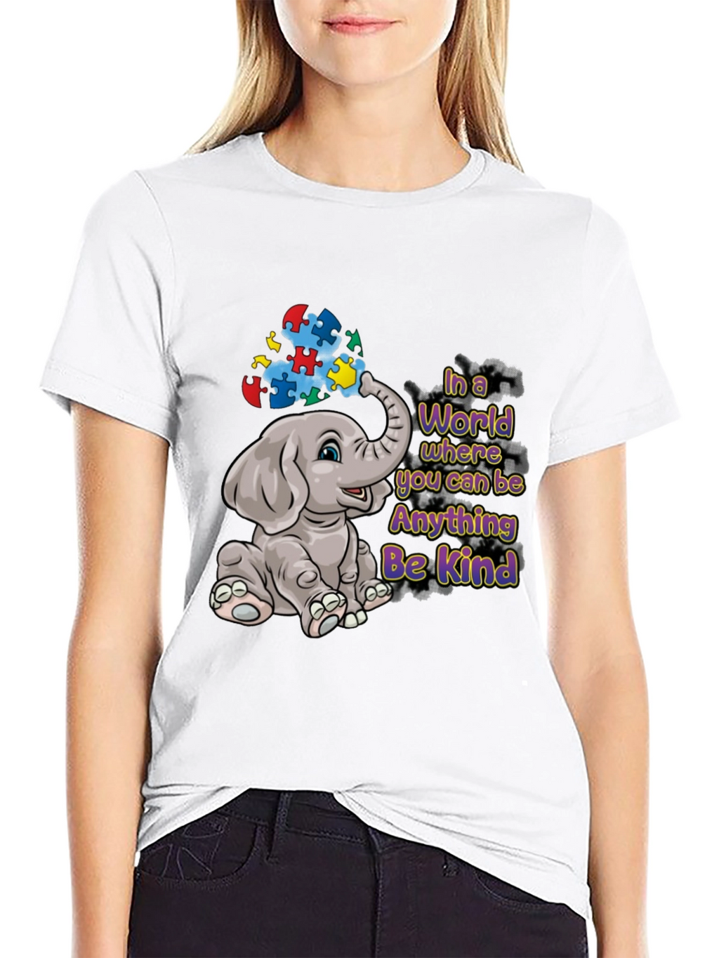 Autism Awareness Elephant Be Kind Graphic Tee