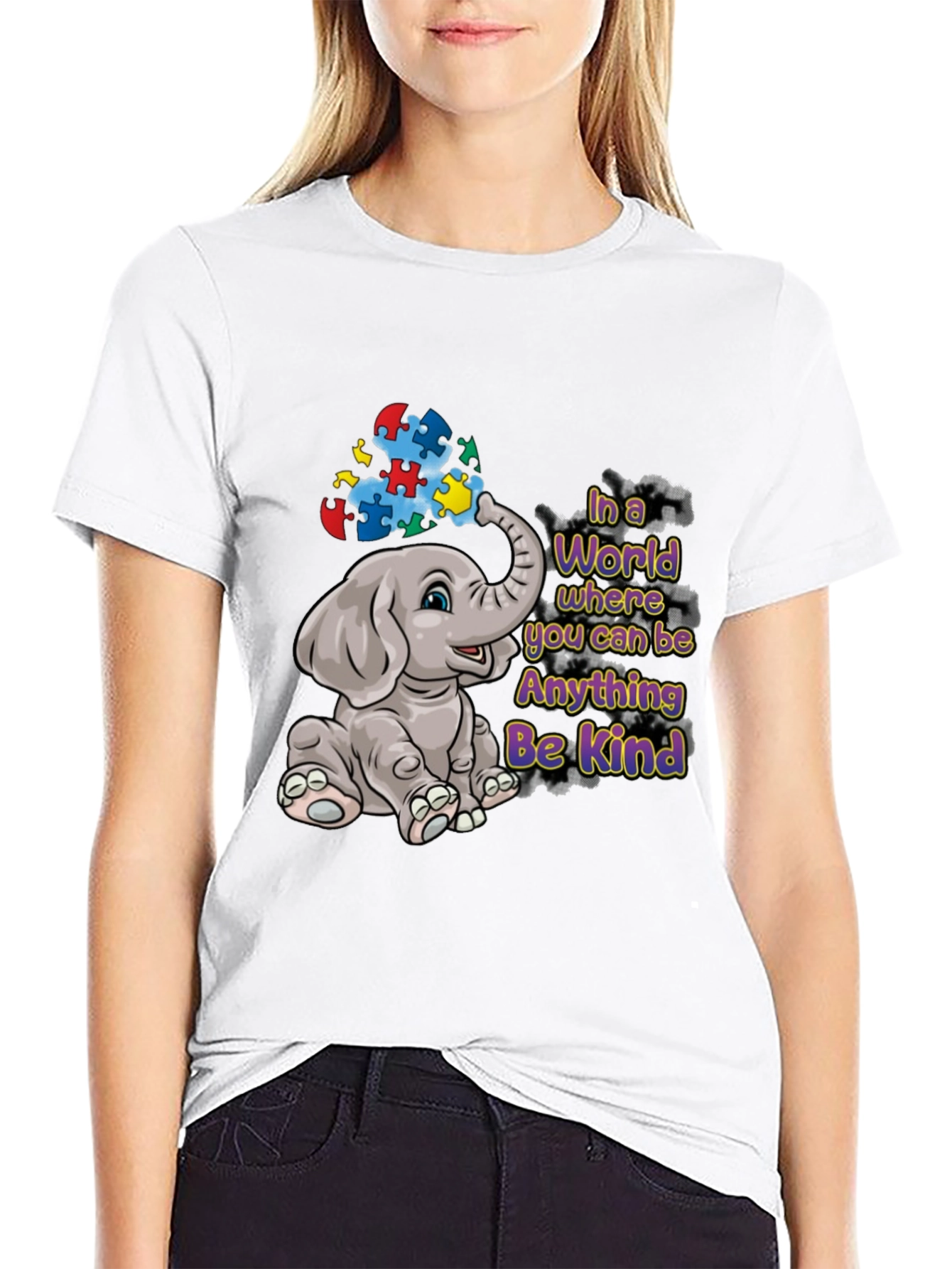 Autism Awareness Elephant Be Kind Graphic Tee