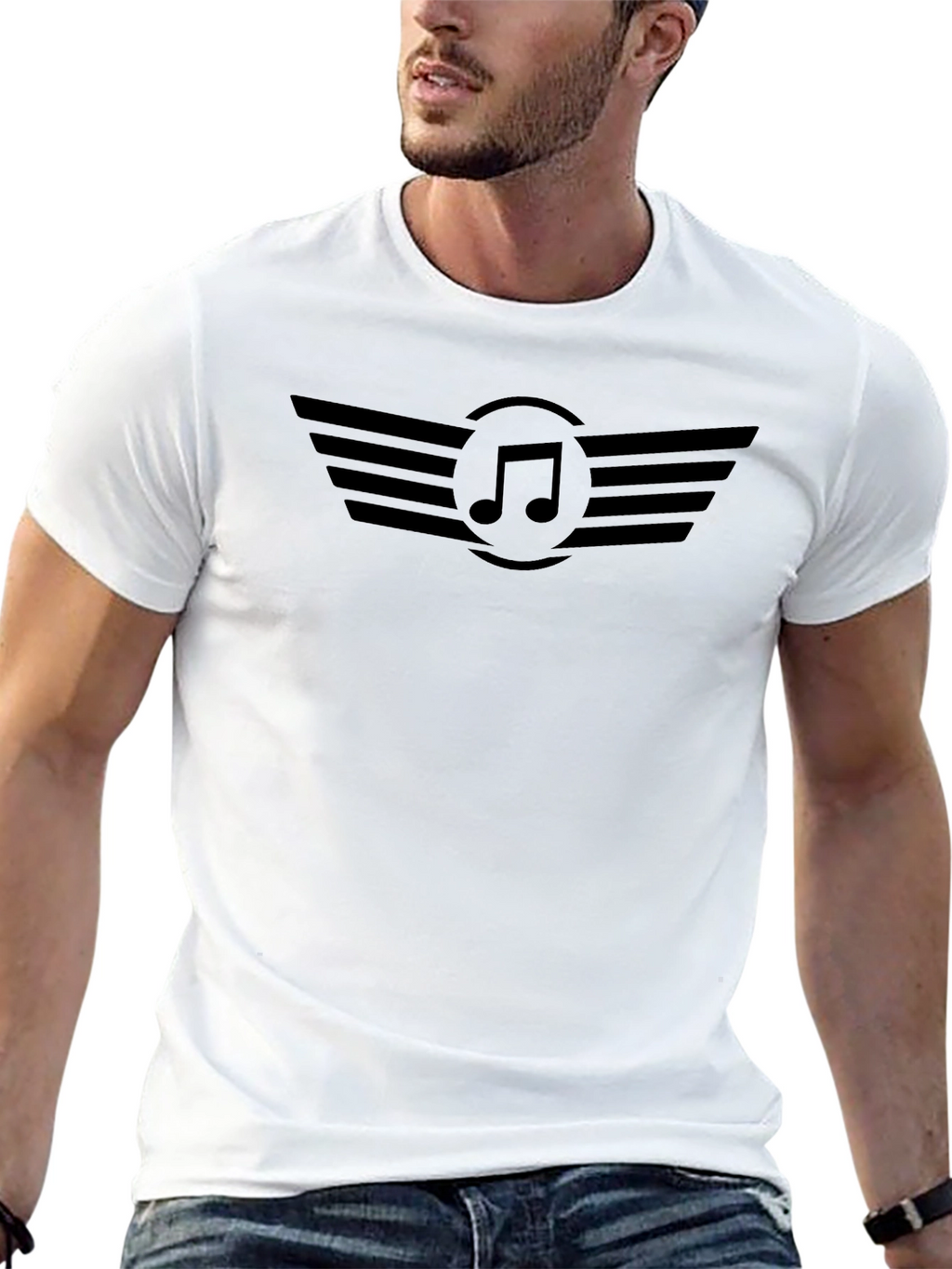 Black Music Note Wings Graphic T-Shirt