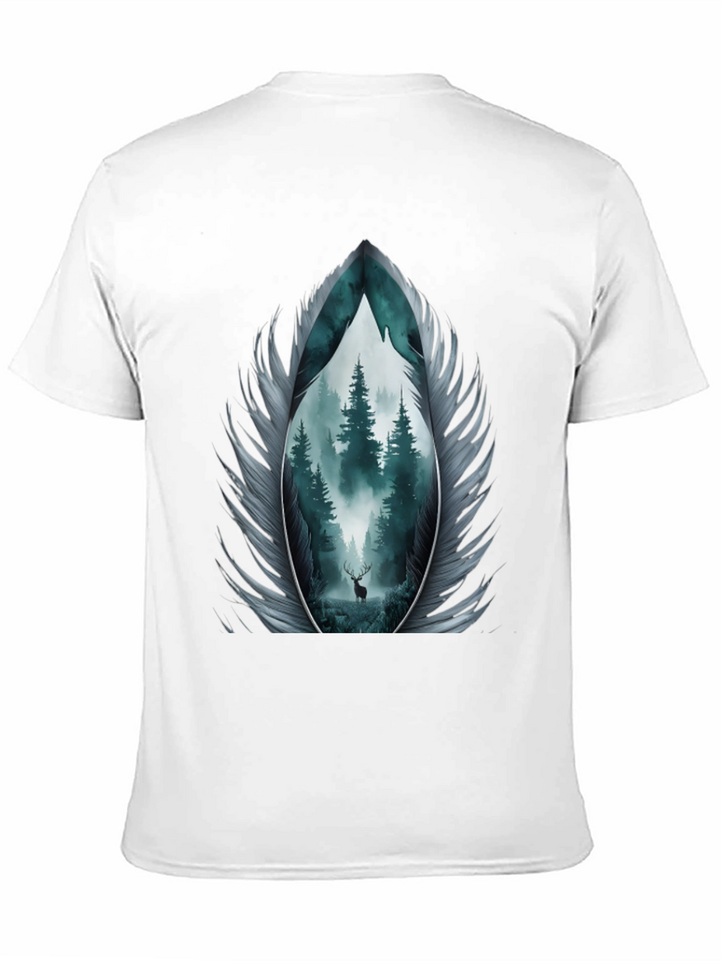 Nature Feather Graphic Tee - Mens Black T-Shirt